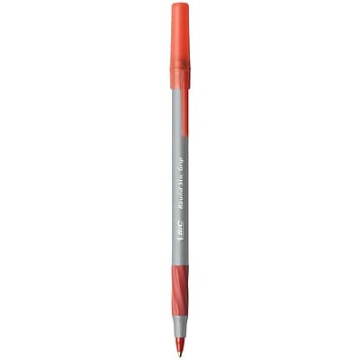 Alt View 3. BIC - BIC Round Stic Grip Xtra Comfort Pens Pen, Medium Point, 1.2mm, Red Ink, Dozen (GSMG11-RED) - Gray/Silver.