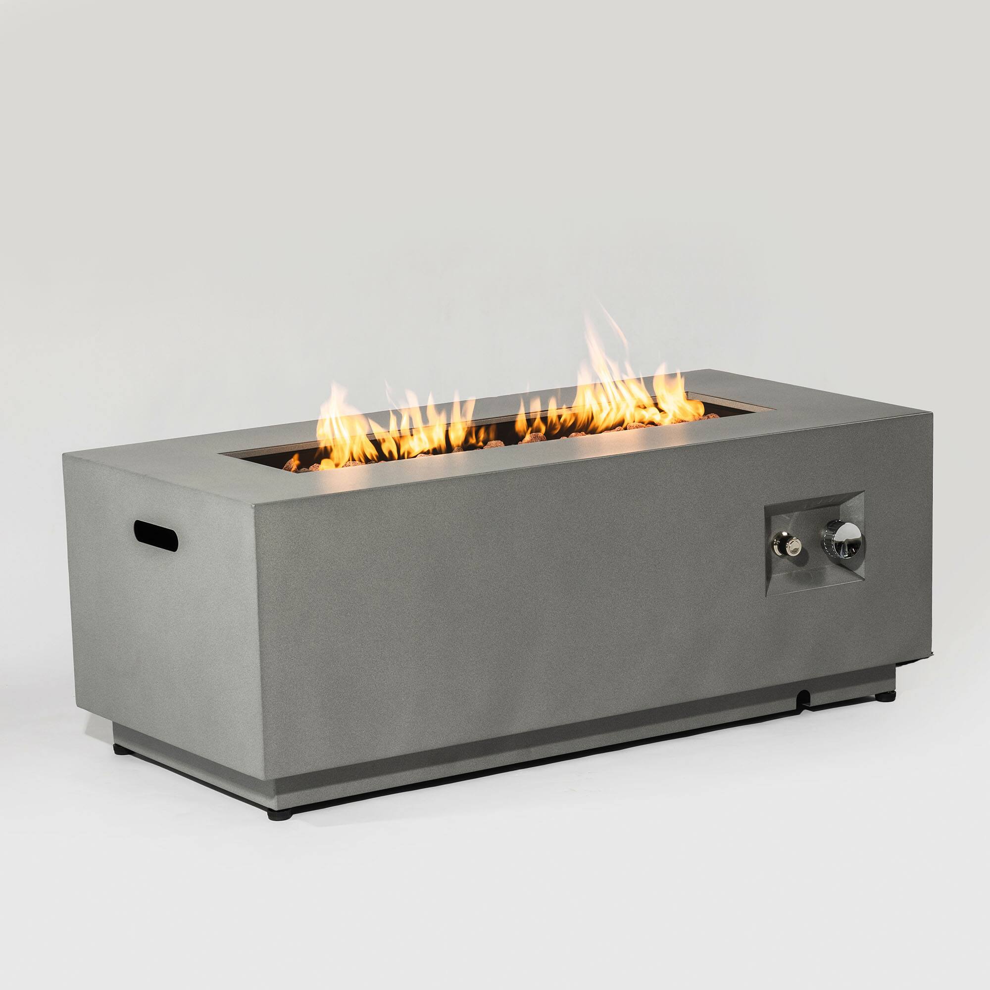 Back. Mondawe - 42" Propane Gas Fire Pit Table with Glass Wind Guard - Gray.