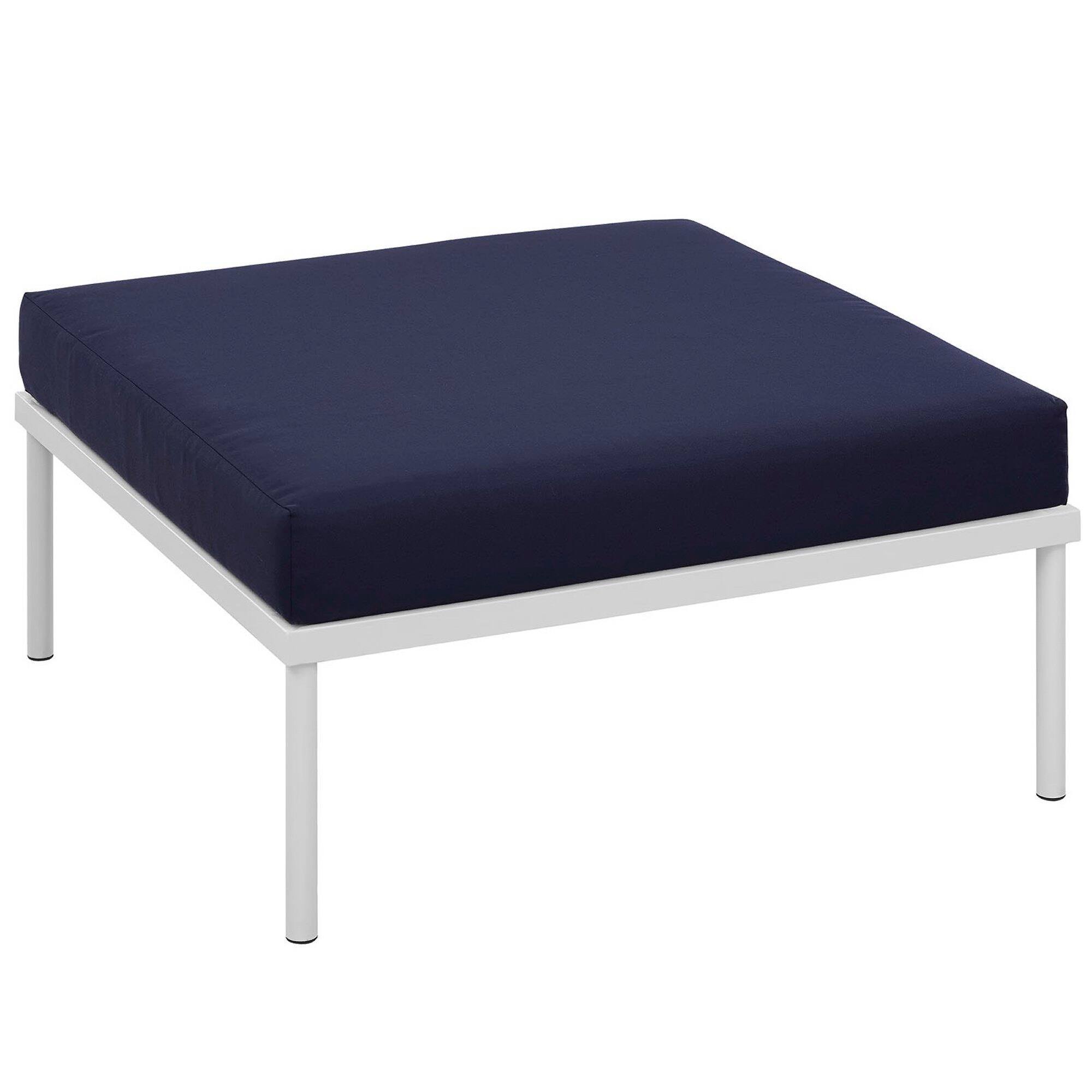 Left. Modway - Harmony Outdoor Patio Aluminum Ottoman by Modway - White Navy.