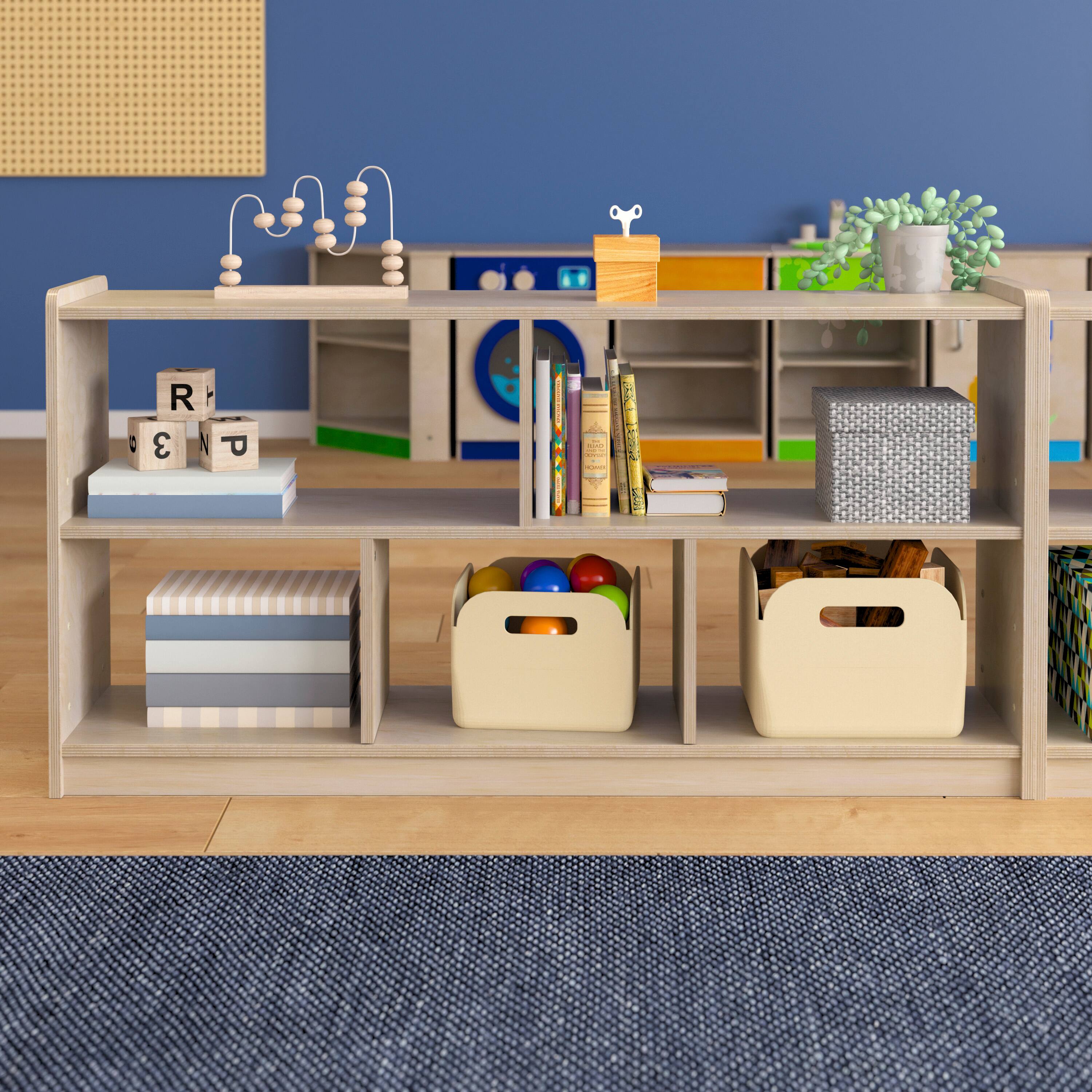 Alt View 3. Flash Furniture - Bright Beginnings Extra Wide 5-Section Modular Wooden Classroom Open Storage Unit with Kid-Friendly Design - Natural.