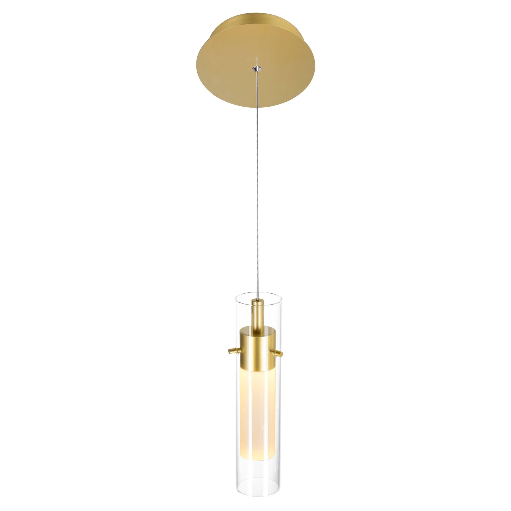 Left. CWI Lighting - Olinda LED Integrated Satin Gold Mini Pendant - Satin Gold.