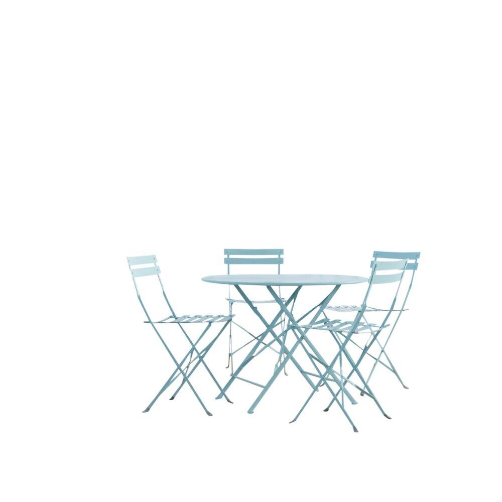 Alt View 2. Carolina Chair & Table - Bistro 36" Round Folding Outdoor Table - Umbrella Hole - Teal - Blue.
