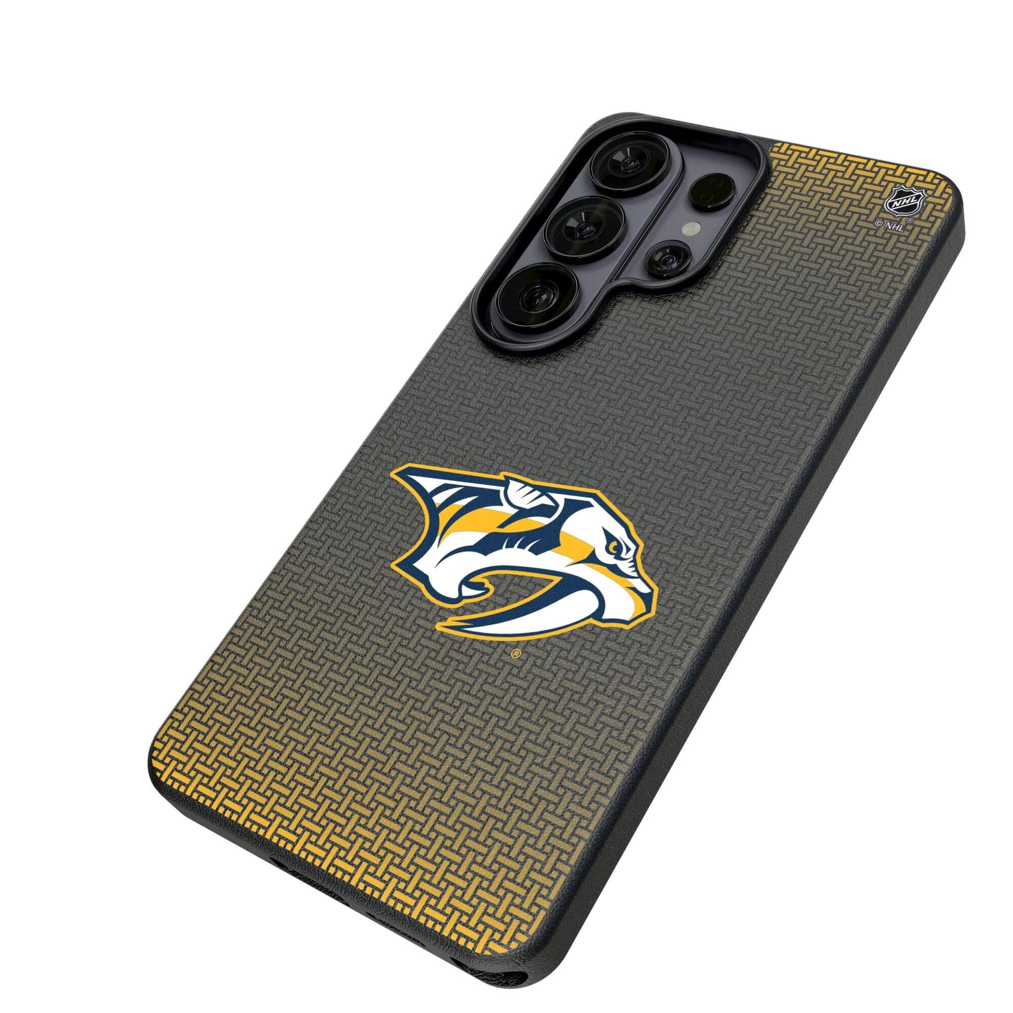 Alt View 1. Keyscaper - Nashville Predators Linen Galaxy Magnetic Bump Case - S25 - Black.