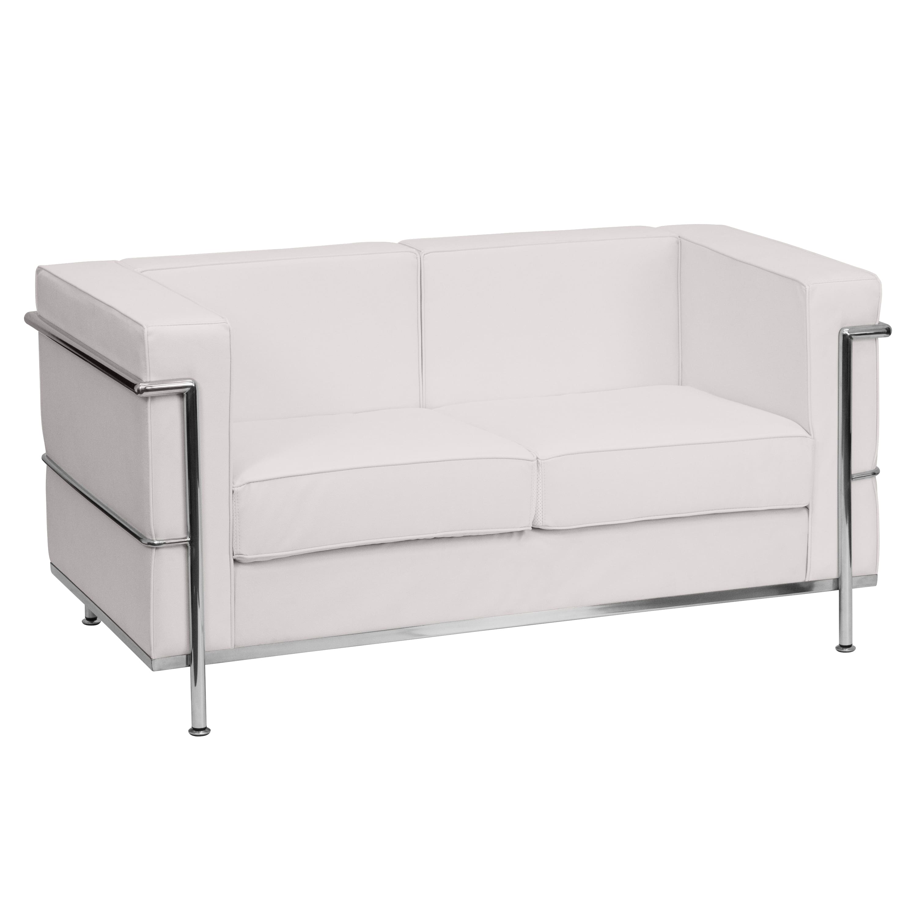 Flash Furniture - HERCULES Regal Series Contemporary Melrose White LeatherSoft Loveseat with Encasing Frame - White