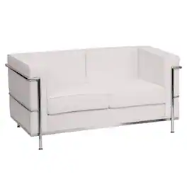 Flash Furniture - HERCULES Regal Series Contemporary Melrose White LeatherSoft Loveseat with Encasing Frame - White