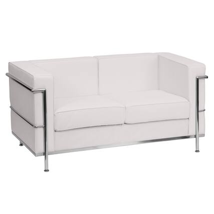 Front. Flash Furniture - HERCULES Regal Series Contemporary Melrose White LeatherSoft Loveseat with Encasing Frame - White.