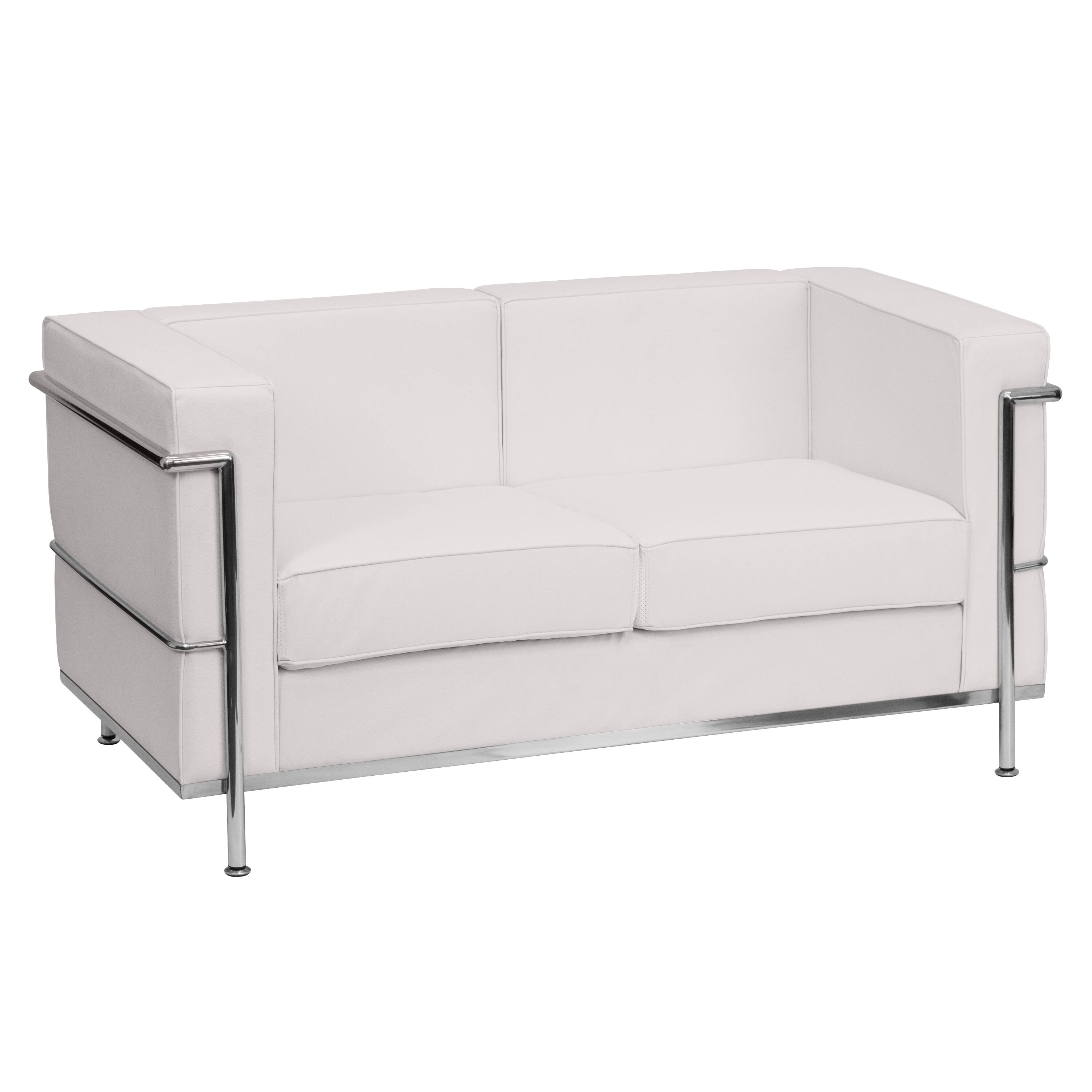 Front. Flash Furniture - HERCULES Regal Series Contemporary Melrose White LeatherSoft Loveseat with Encasing Frame - White.