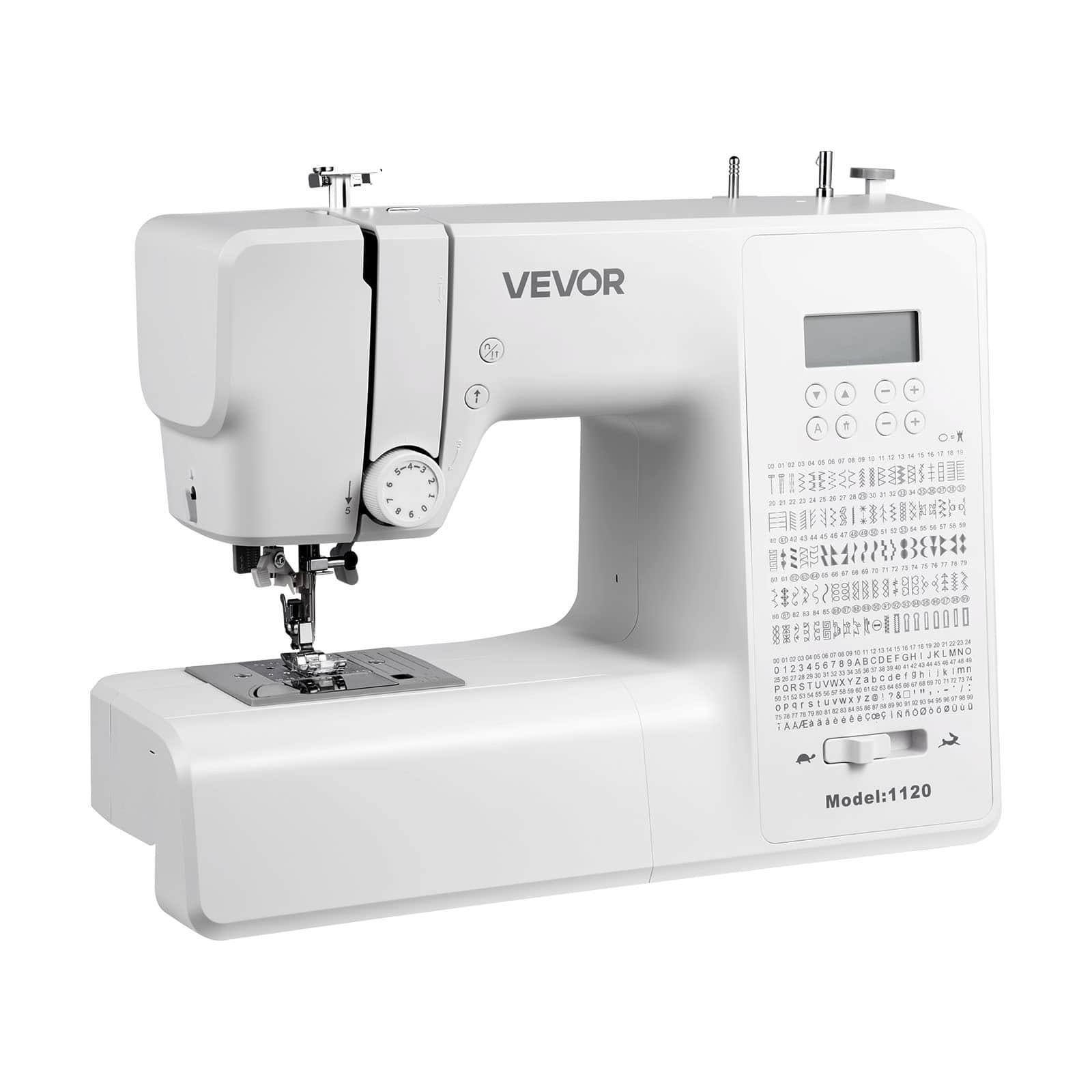 VEVOR - Computerized Sewing Machine with 200 Stitch Options, LCD Display, Foot Pedal, LED Light, Durable Metal Frame - White