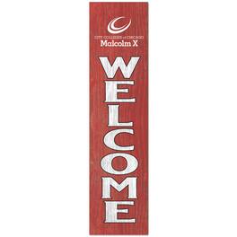 Jardine - Malcolm X College Hawks 12" x 48" Outdoor Leaner Welcome Sign - Red