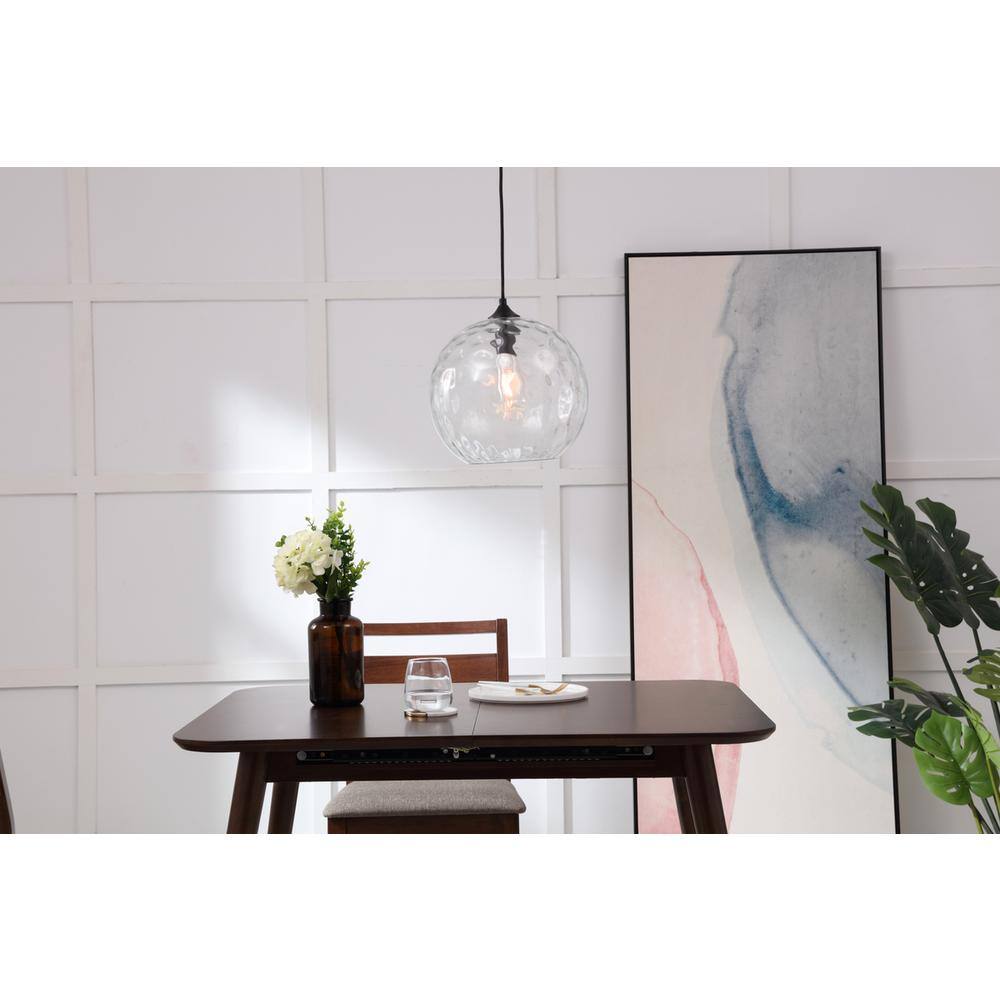 Angle. Living District - Gibson 1 light Black and Clear glass pendant - Black And Clear Glass.