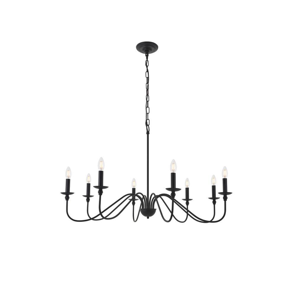 Alt View 4. Living District - Rohan 8 light Matte Black Pendant - Matte Black.