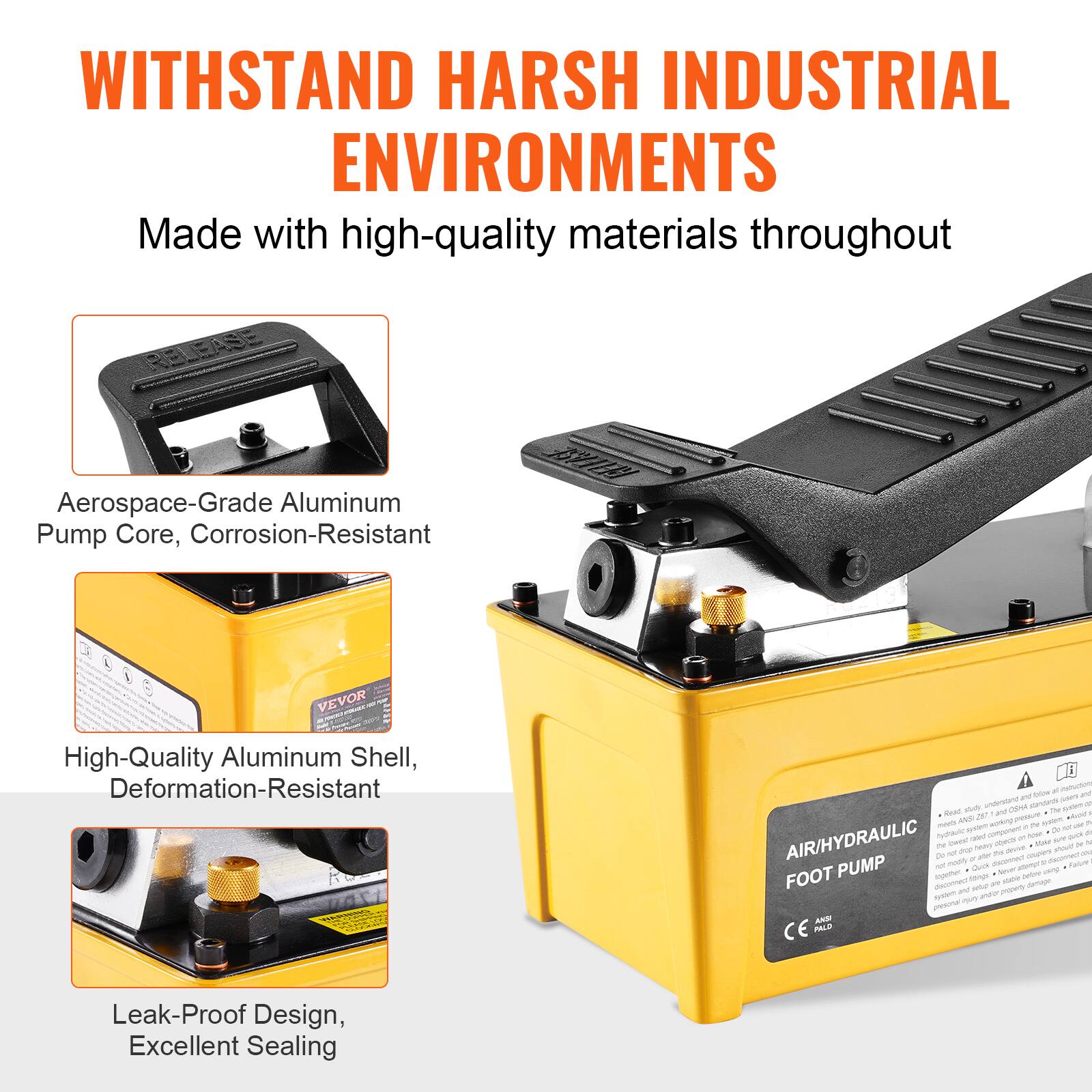 WITHSTAND HARSH INDUSTRIAL ENVIRONMENTS

Made with high-quality materials throughout

Aerospace-Grade Aluminum Pump Core, Corrosion-Resistant

High-Quality Aluminum Shell, Deformation-Resistant

Leak-Proof Design, Excellent Sealing