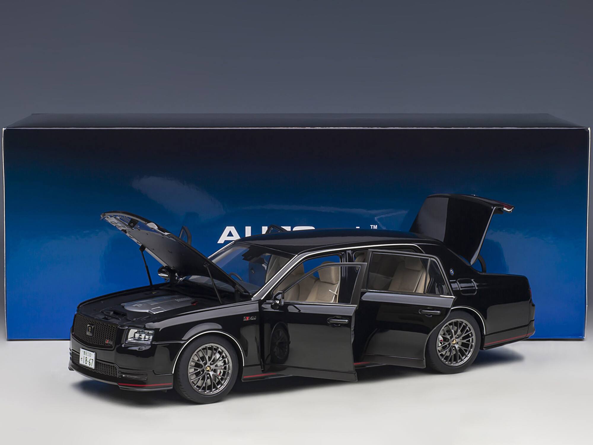 Alt View 5. Autoart - Toyota Century GRMN RHD (Right Hand Drive) Black 1/18 Model Car by Autoart.