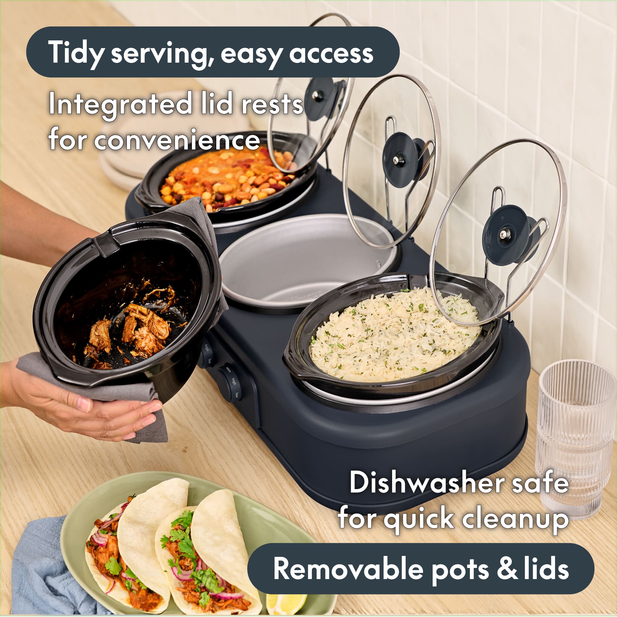 Bella SAVOR Triple 1.5 qt. Slow Cooker Slate - Best Buy