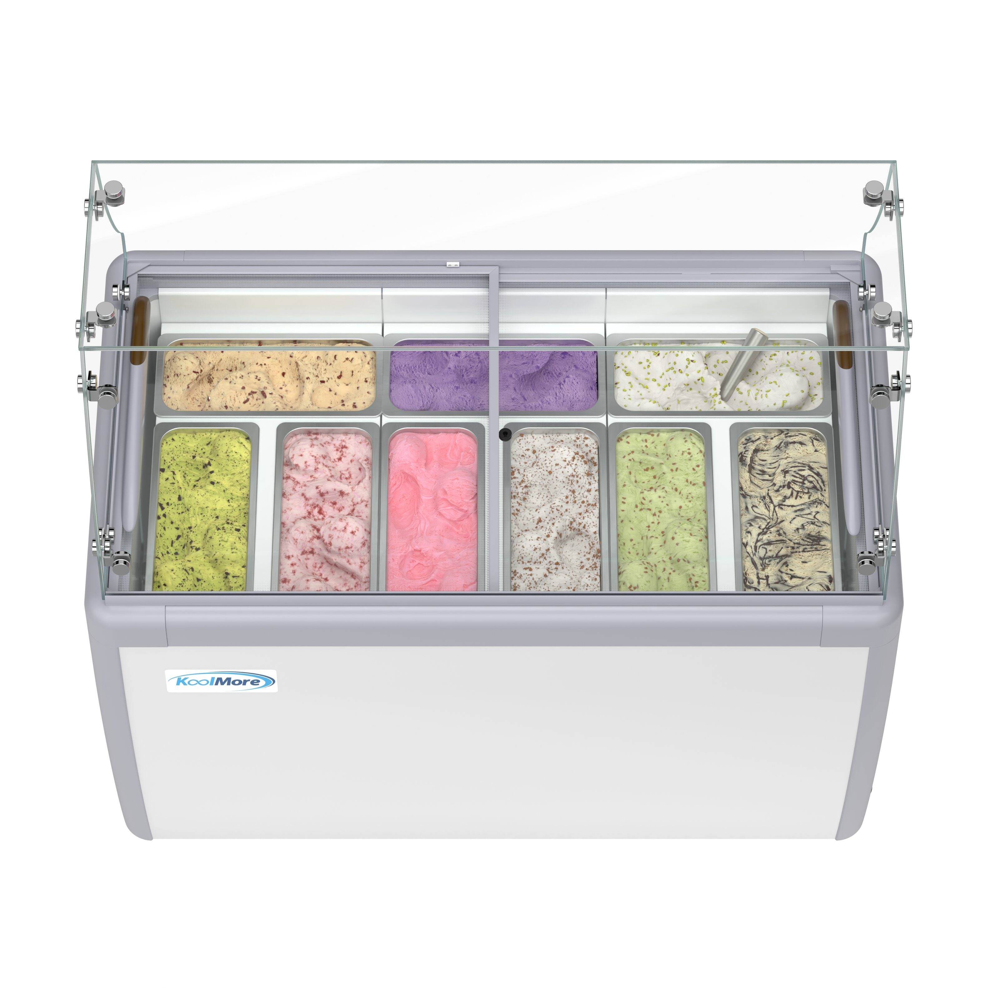 Alt View 3. Koolmore - 50 in. Gelato Dipping Cabinet Display Freezer with Sliding Glass Door and Sneeze Guard 13 cu. ft. KM-GDC-49SD-FG - White.