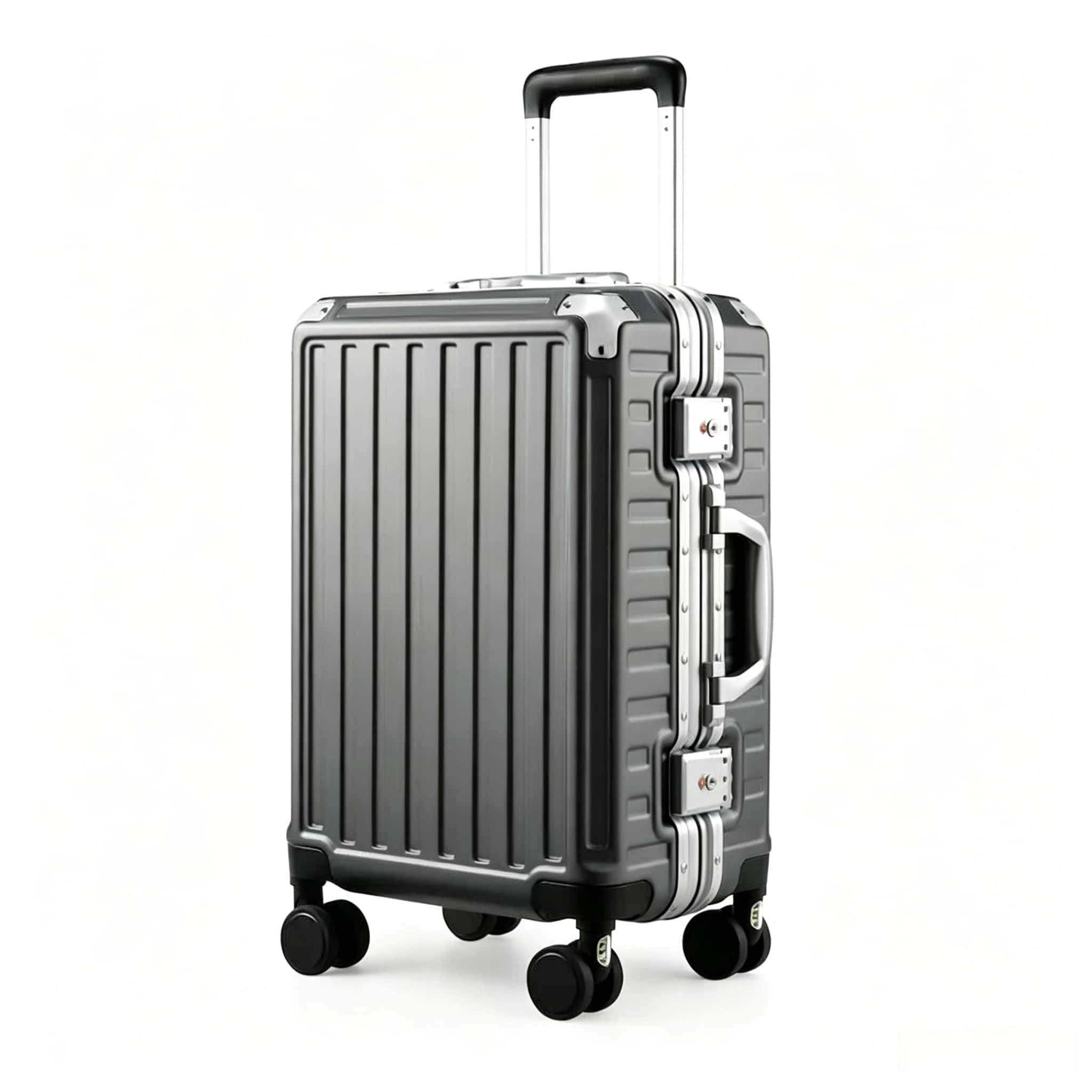 LUGGEX - Carry On Aluminum Frame Zipperless Polycarbonate Hardside Luggage - ZX-Core - Charcoal Metallic