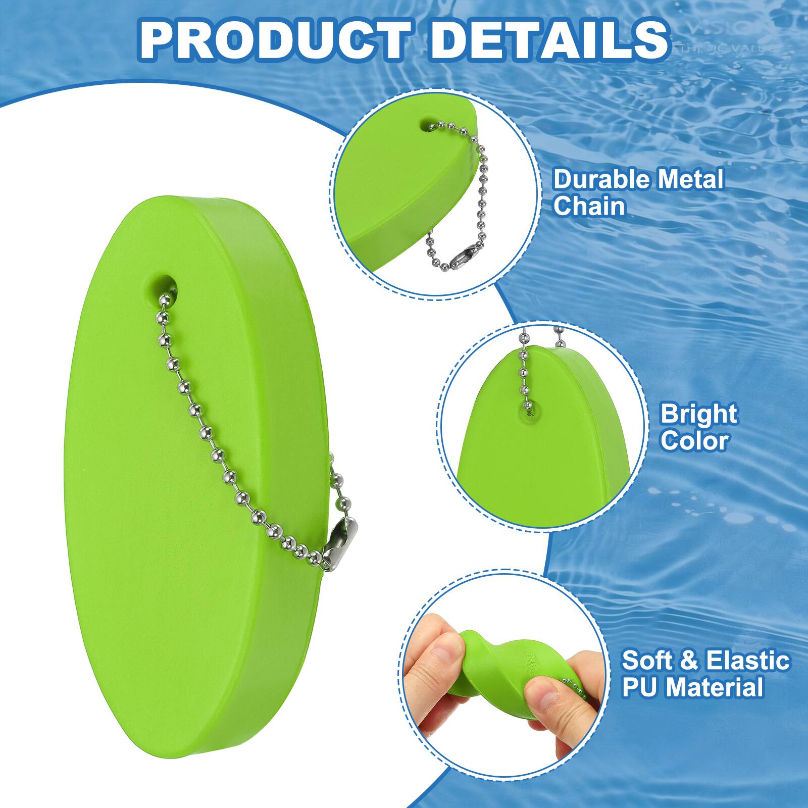 CVSIO PRODUCT DETAILS TLLC VAL

- Durable Metal Chain
- Bright Color
- Soft & Elastic PU Material