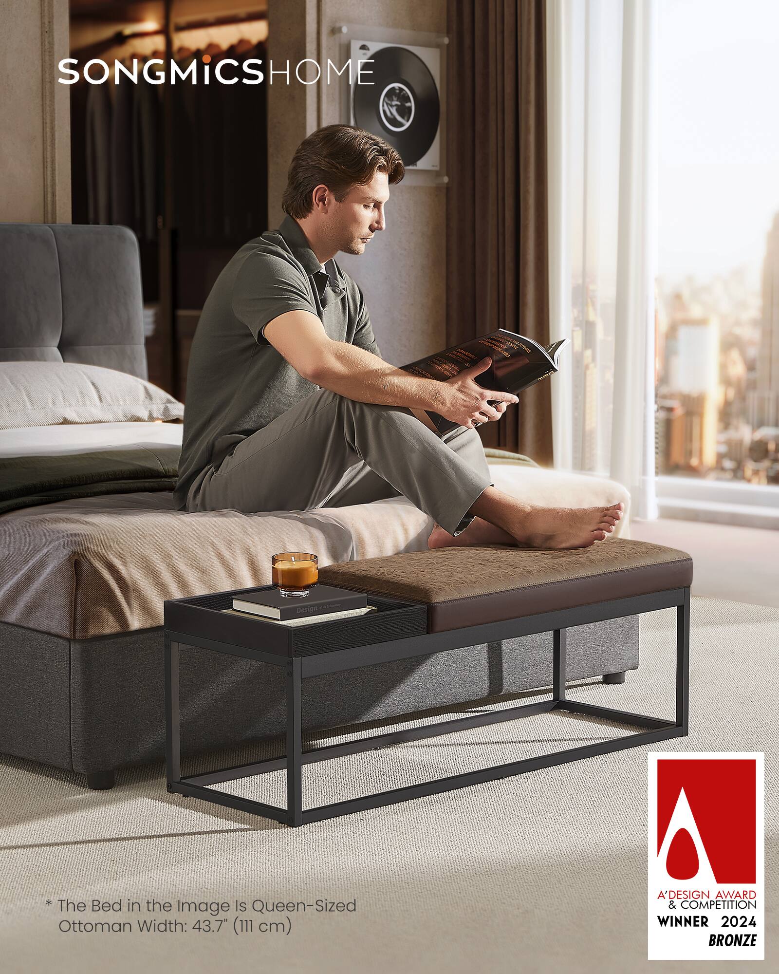 SONGMICS HOME

The Bed in the Image Is Queen-Sized Ottoman Width: 43.7" (111 cm)

A'DESIGN AWARD & COMPETITION WINNER 2024 BRONZE