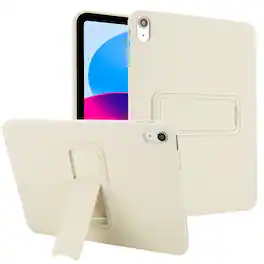 Dteck - Slim PC TPU Hybrid Case for Apple iPad (A16) 11" 2025 with Built-in Multi-Angle Kickstand, Soft Smooth Shockproof Cover - Beige