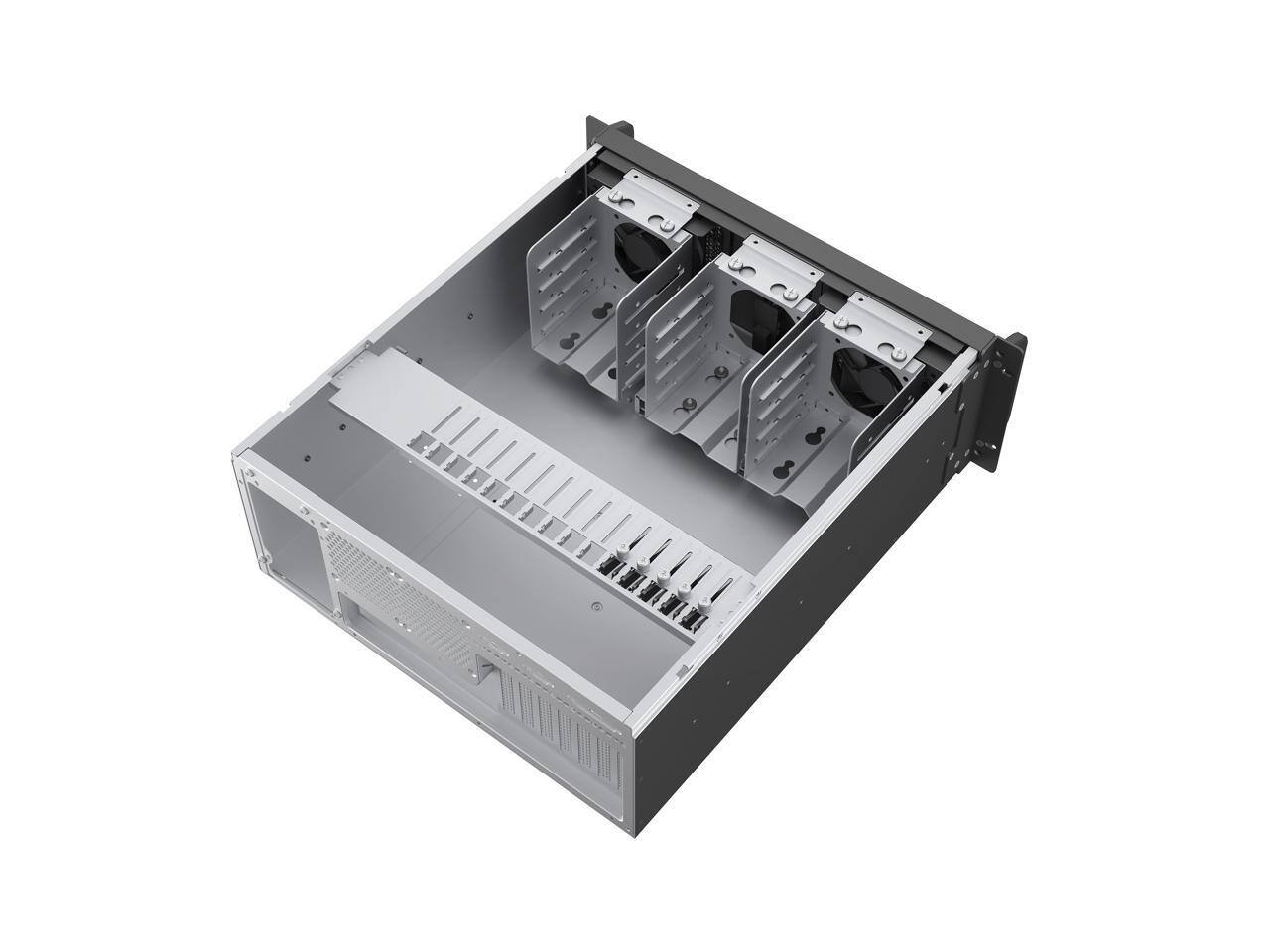 Alt View 2. Rosewill - Rosewill 4U Rackmount Server Chassis, 12x 3.5" HDD, ATX/PCIe, 4 Fans, USB 3.2 Type-C, RSV-R4012 - Black.
