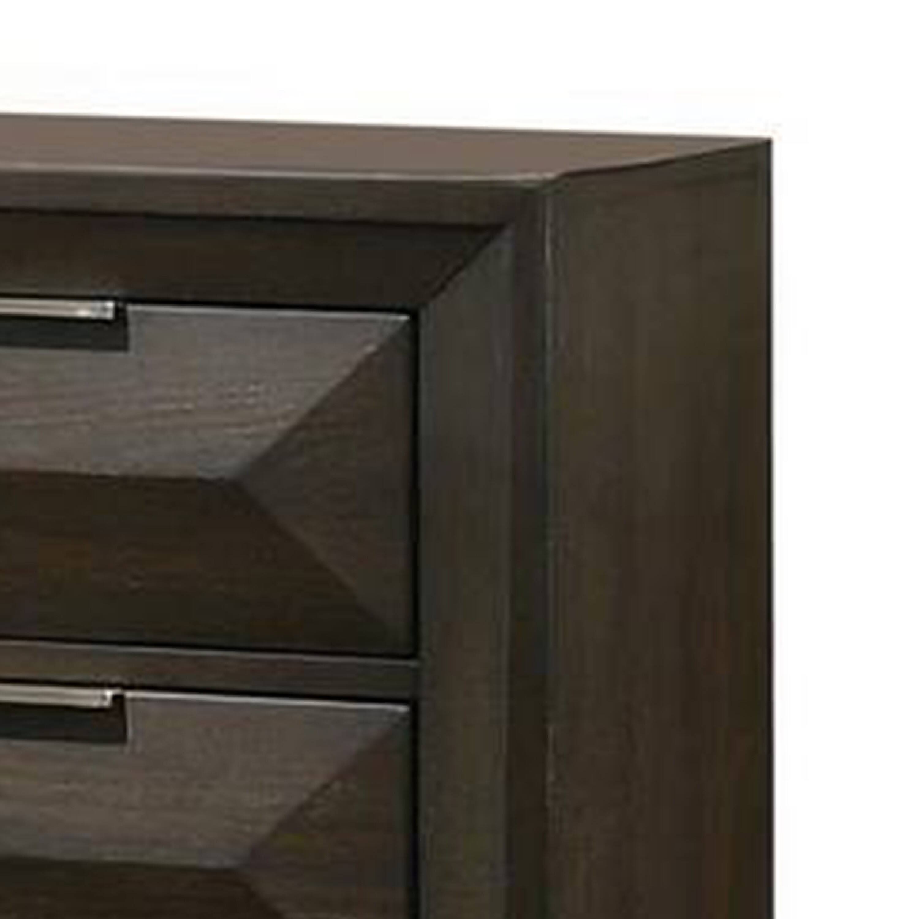 Alt View 2. Manhattan Lane - Fema Nightstand, 2 Bevel Drawers, Nickel Handles - Espresso Brown.