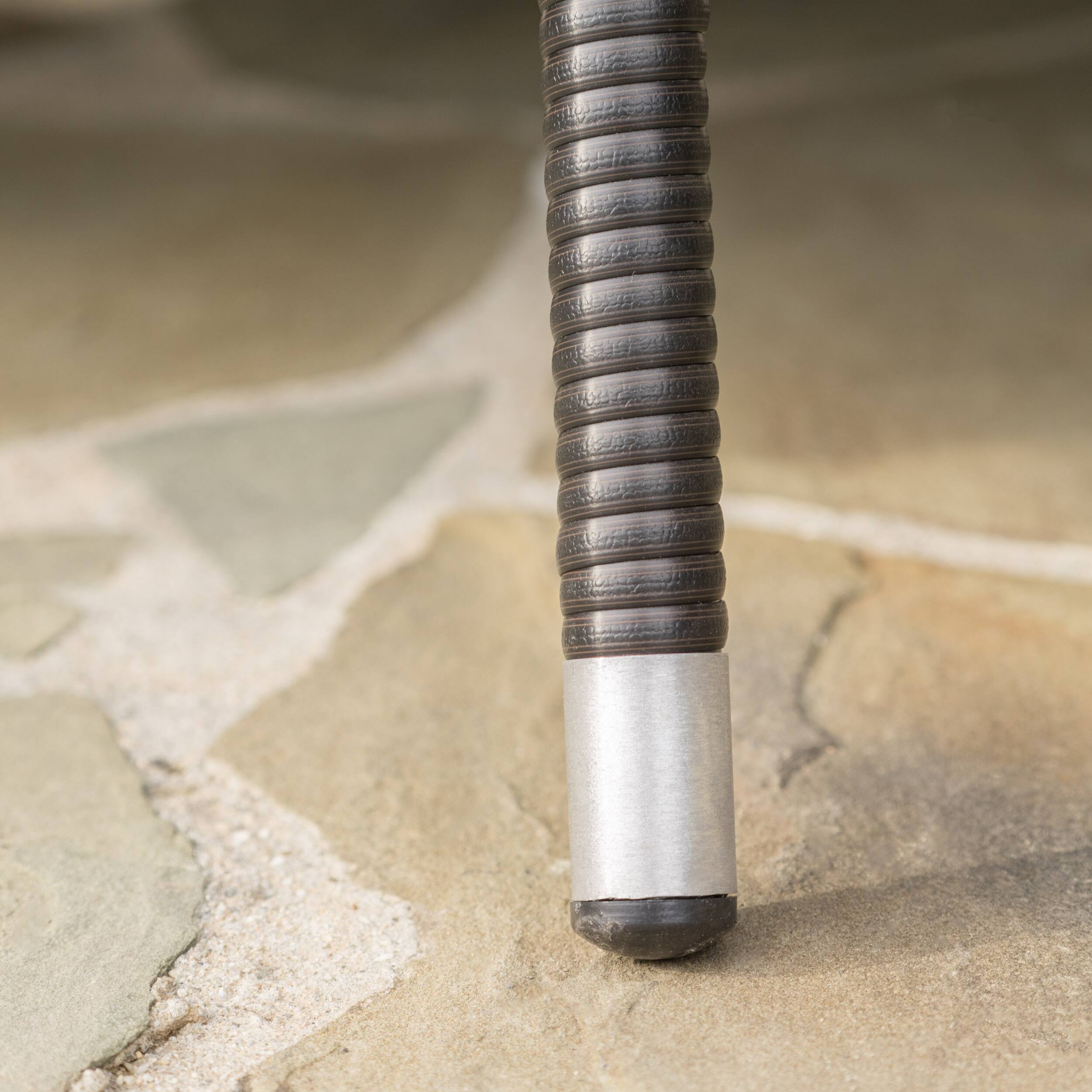 Left. APRILSOUL - Ramsey Oval Wicker Dining Table 69in Outdoor Patio Seats 6 Silver Tipped Legs - Brown Multi.