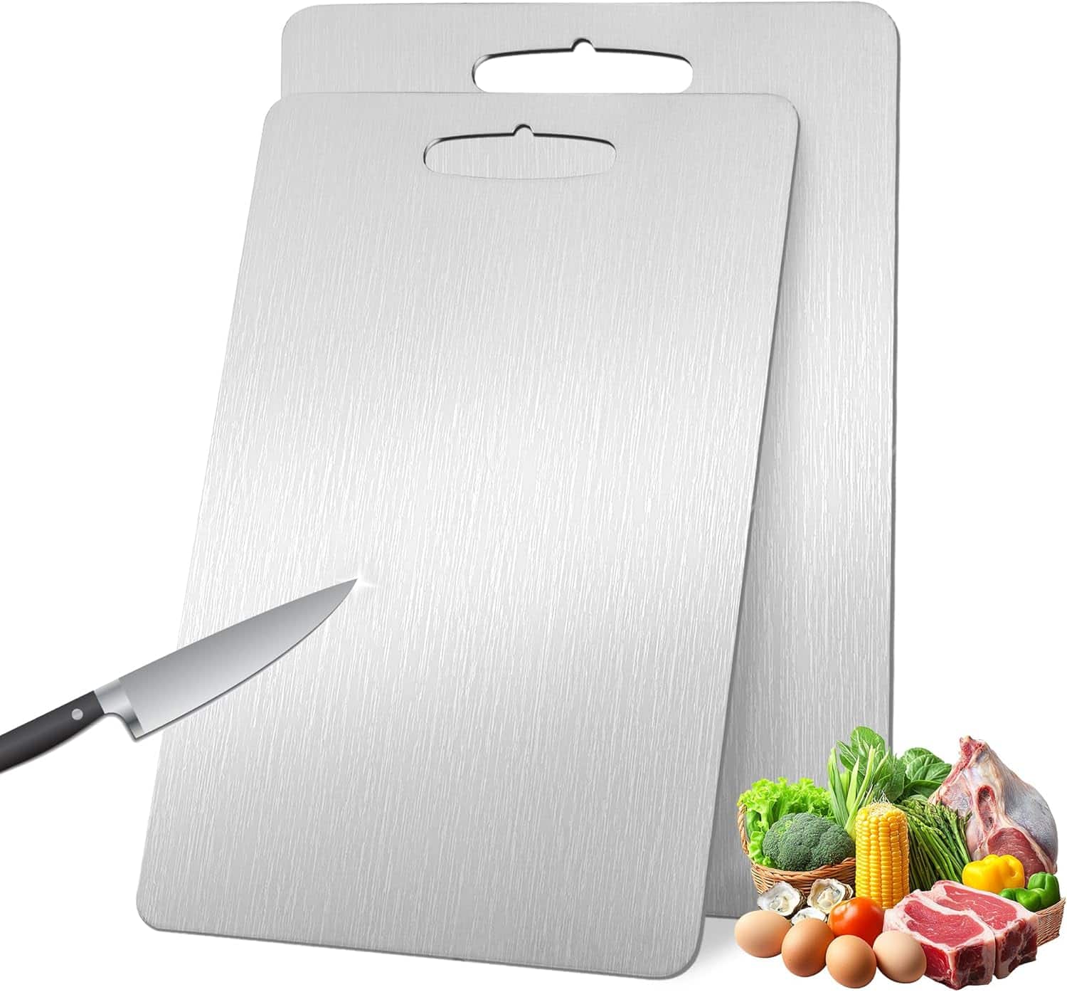 PARKER SLATER - 2-Pack Titanium Cutting Boards 13x9 – Pure, Double-Sided, Non-Stick, Durable