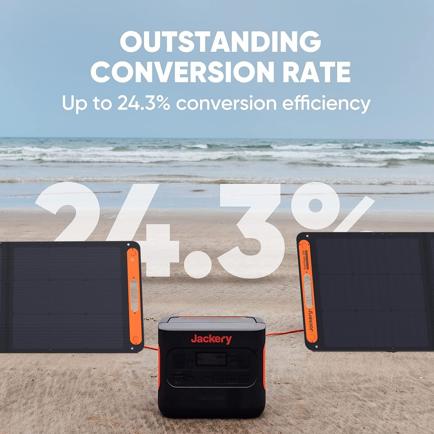 OUTSTANDING CONVERSION RATE Up to 24.3% conversion efficiency 24.30 | Jackery - Jackery