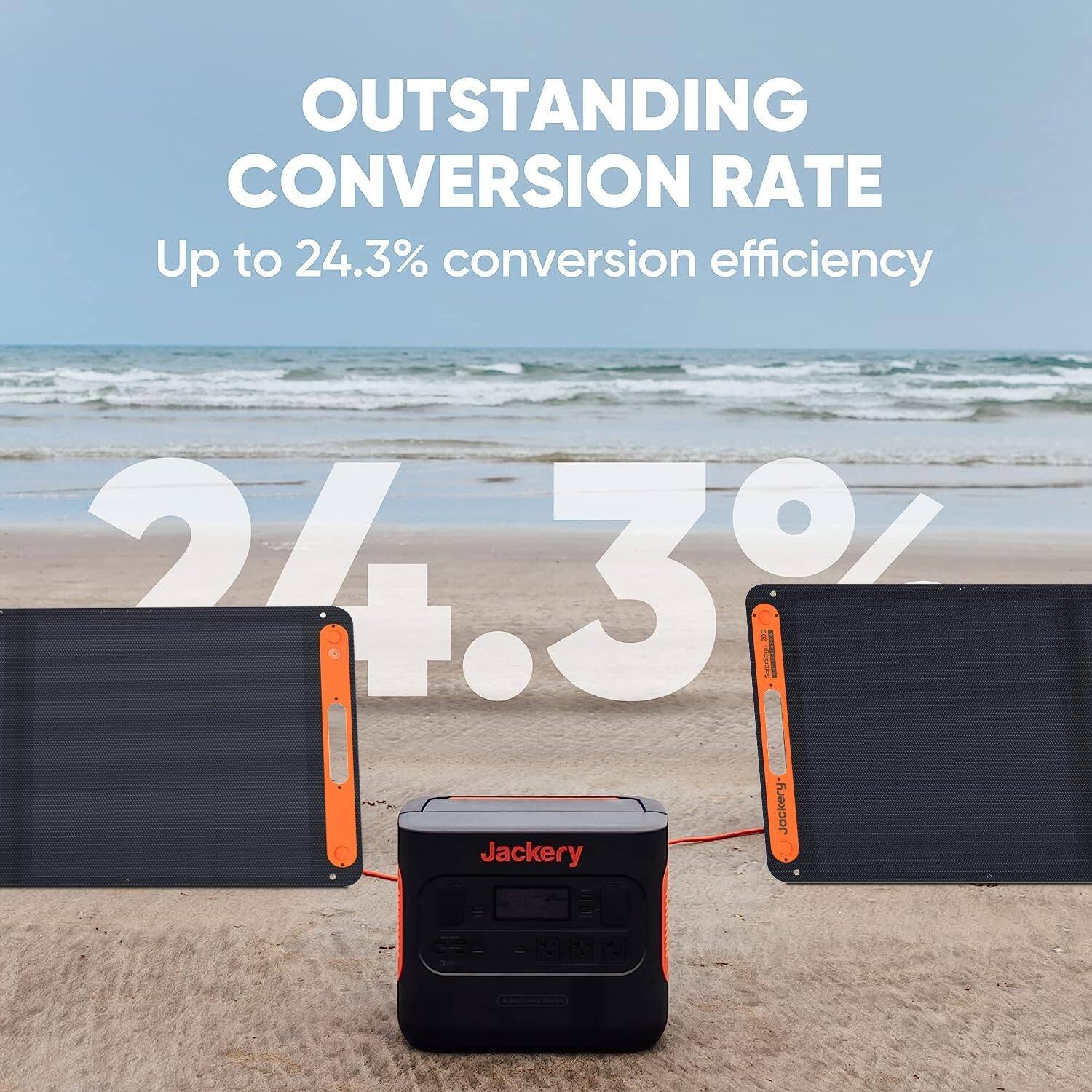 OUTSTANDING CONVERSION RATE Up to 24.3% conversion efficiency 24.30 | Jackery - Jackery