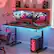 Alt View 5. GTPlayer - 55-inch Gaming Desk with RGB Lights Mouse Pad & Accessory Hooks - Black Carbon Fiber - Black.