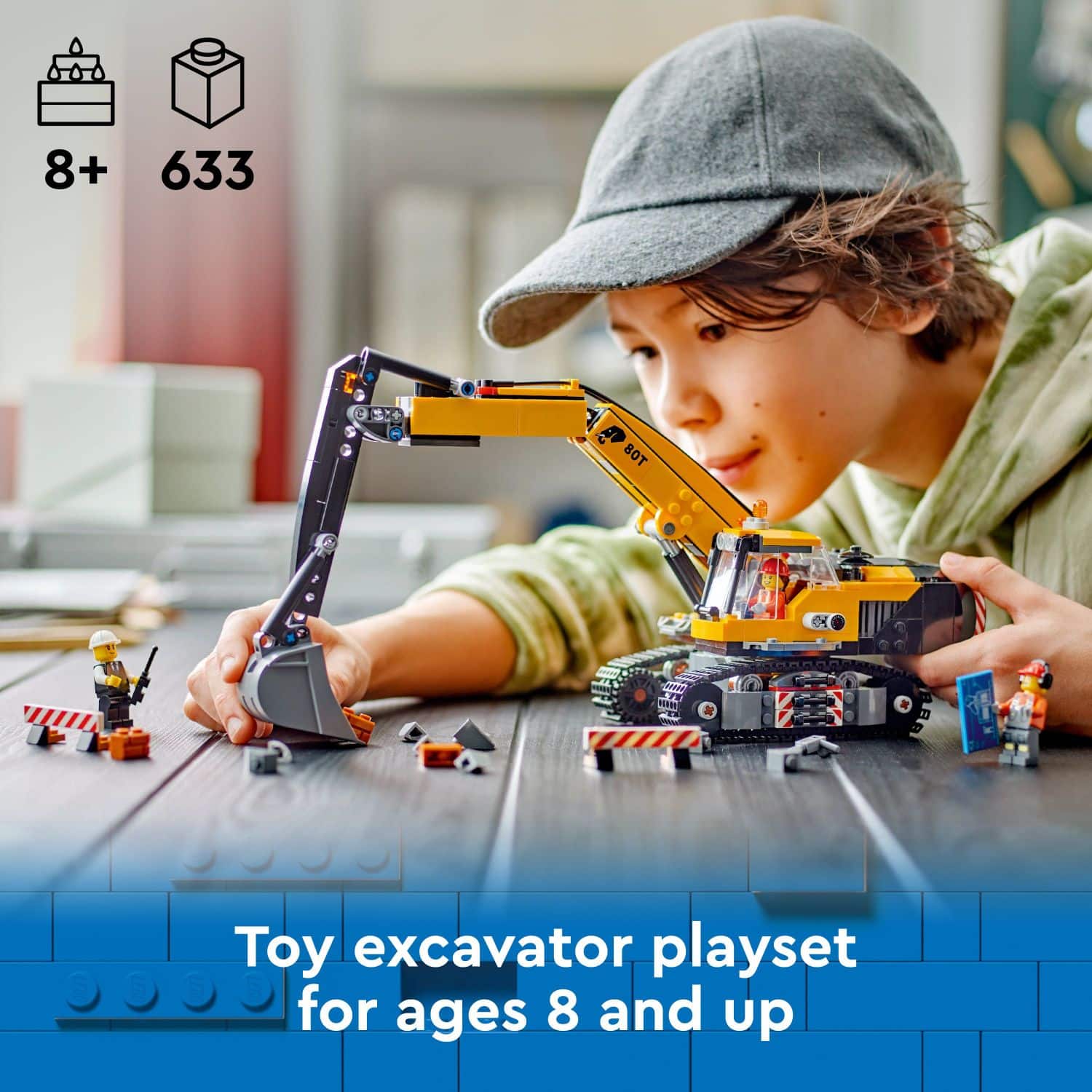 8+ 633 BOT Toy excavator playset for ages 8 and up