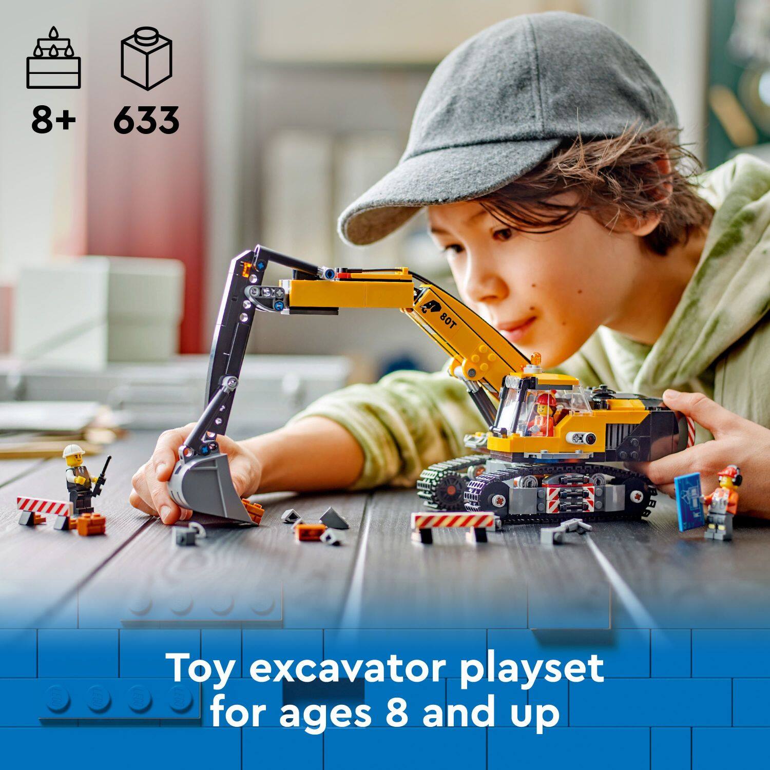 8+ 633 BOT Toy excavator playset for ages 8 and up