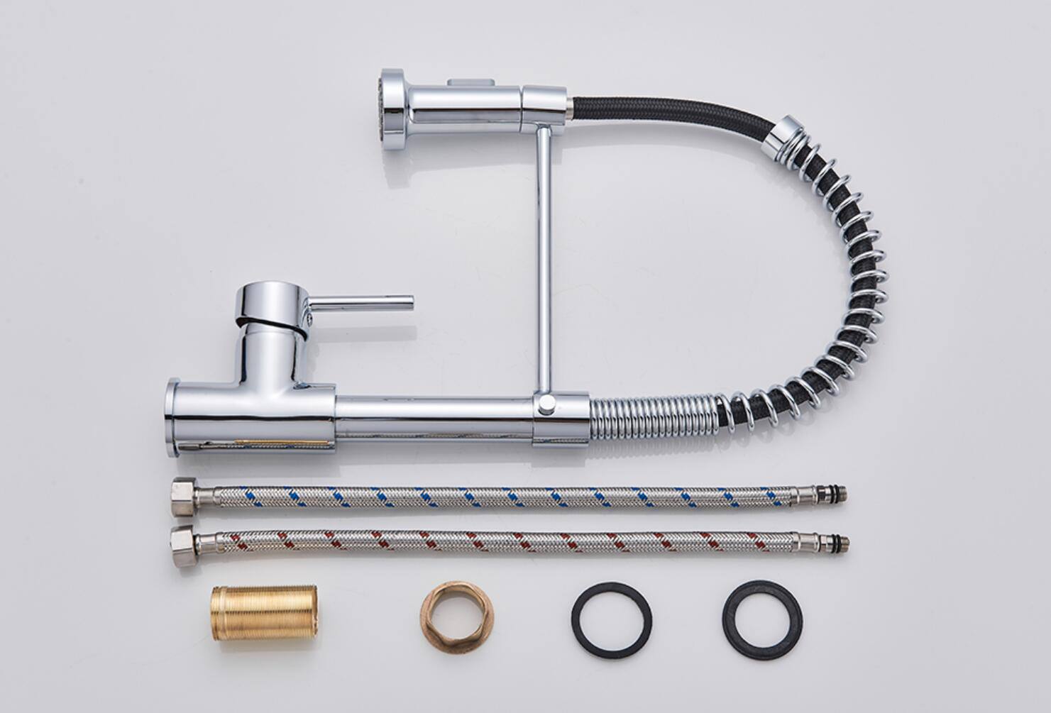 Alt View 3. Siljoy - Single Handle Pull Down Sprayer Kitchen Sink Faucet - Chrome.