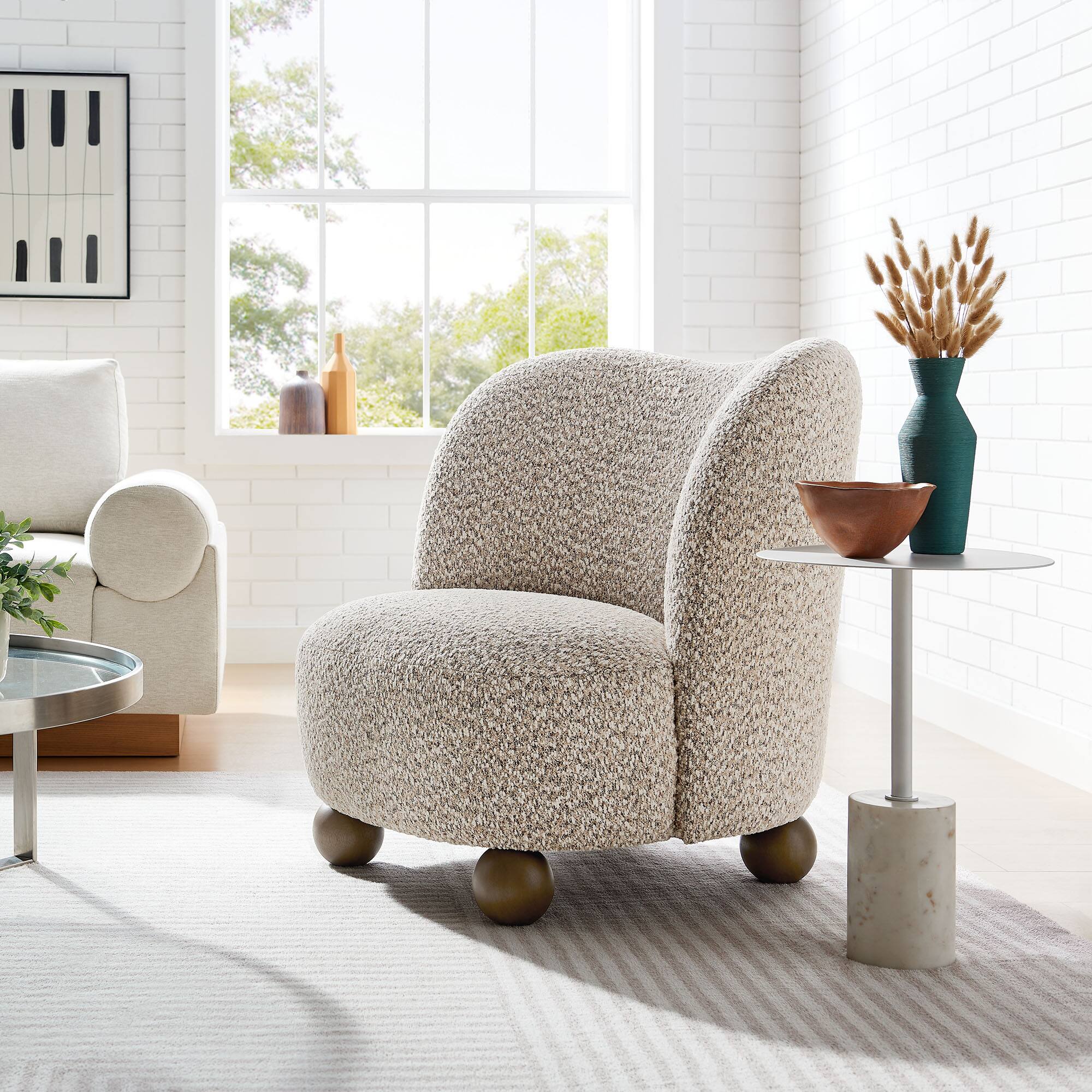 Front. Modway - Monroe Boucle Fabric Accent Chair by Modway - Coral Walnut.