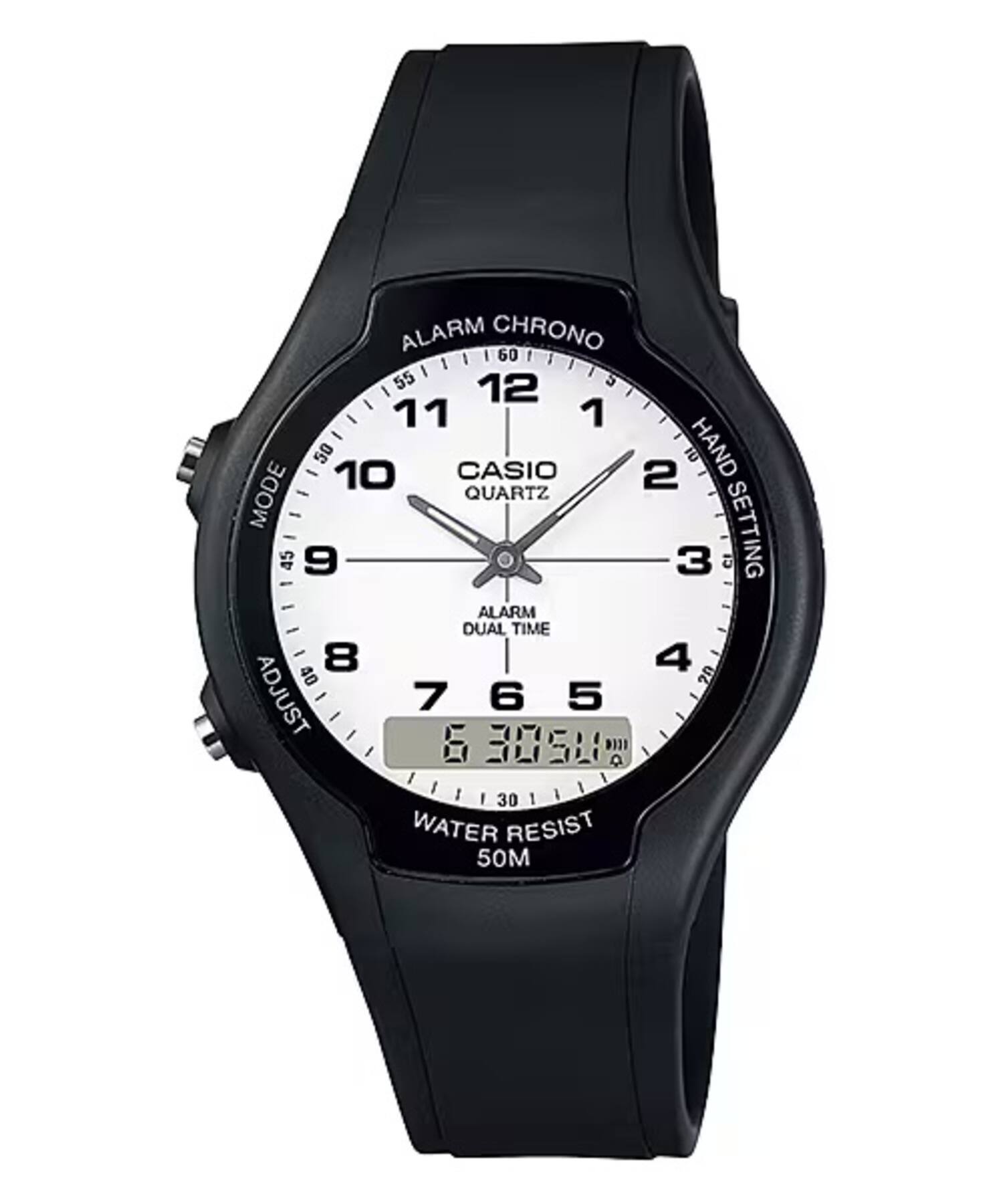 Casio - Men’s Resin Analog-Digital Watch - AW-90H-7BV - Black
