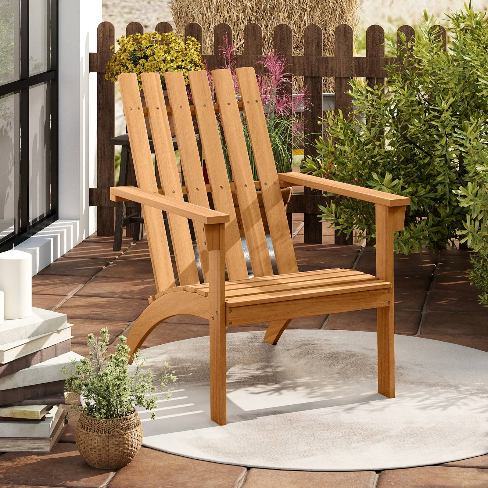 Alt View 1. Costway - Costway Patio Acacia Wood Adirondack Chair Lounge Armchair sturdy Outdoor Garden Yard - Brown.