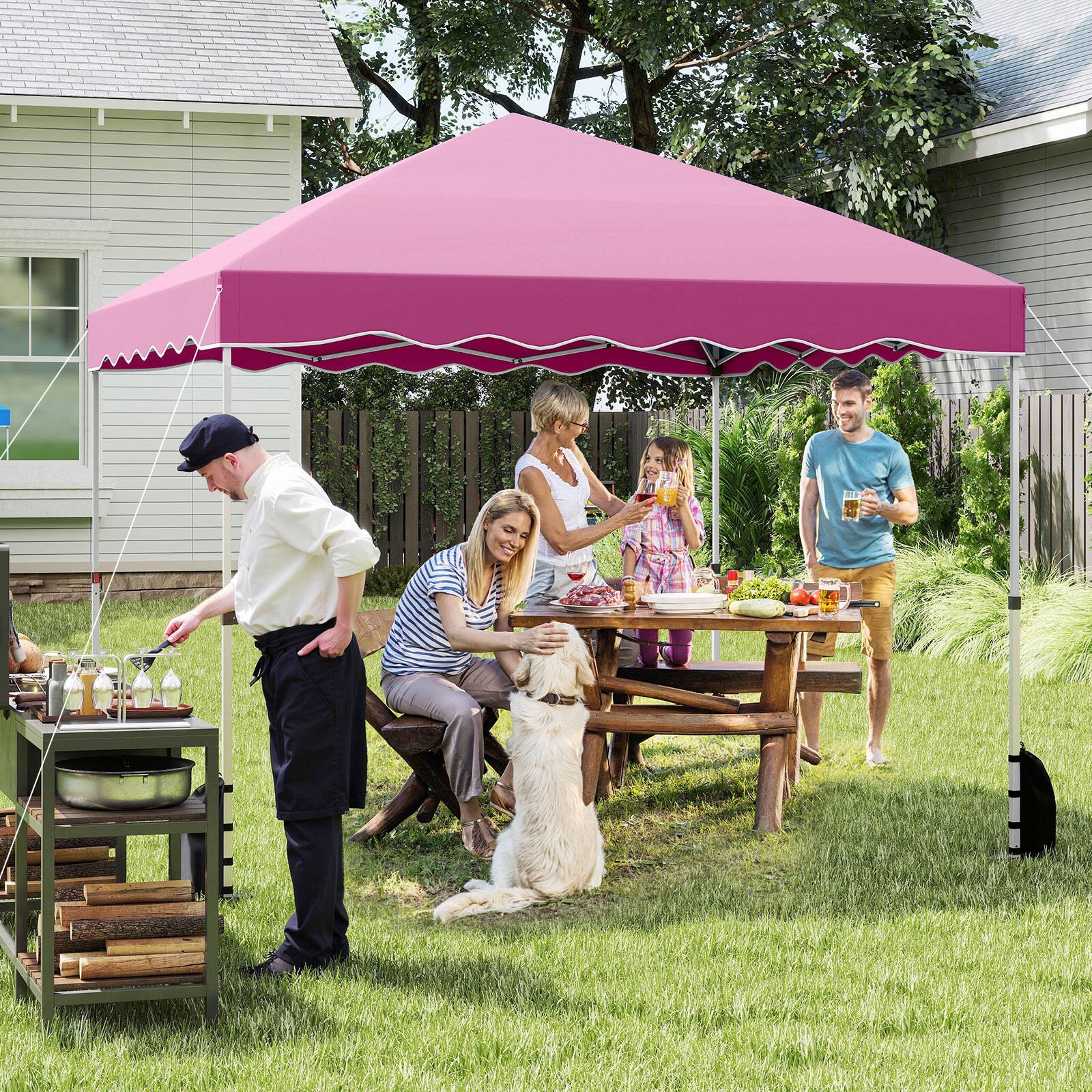 Alt View 4. Gymax - Gymax 10 X 10 FT Pop up Canopy Tent Portable Foldable Patio Shelter w/ Wheeled Bag Pink - Pink.