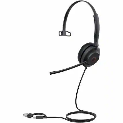 Front. Yealink - Yealink USB Wired Headset - Microsoft Teams Certification - Mono - USB Type A, USB Type C - Wired - 32 Ohm - 20 Hz to 20 - Red.