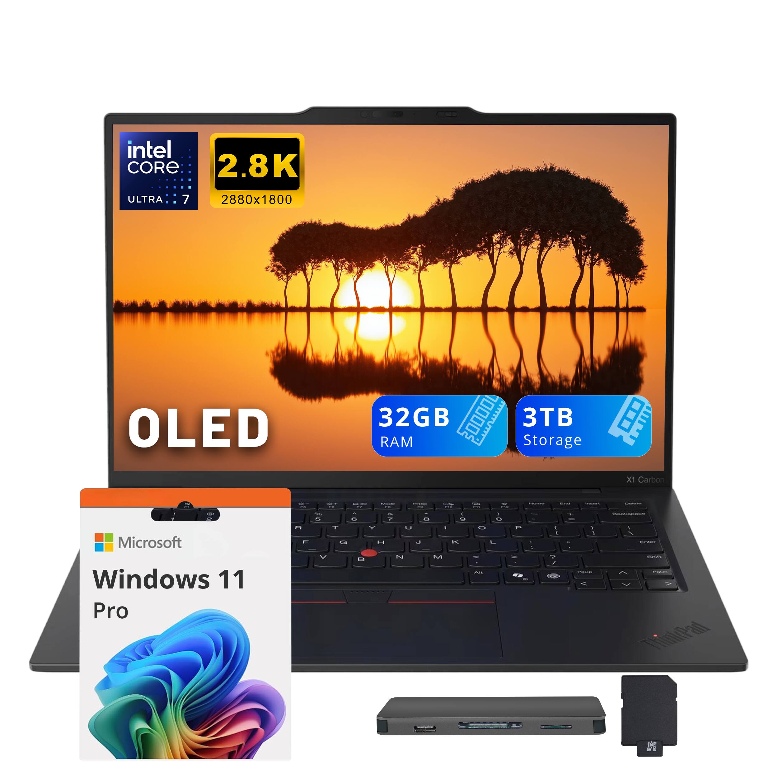 Lenovo - ThinkPad X1 Carbon G13 14" 2.8K Laptop,Ultra 7 258V,32GB RAM,2TB SSD+1TB Dock Set,Backlit KB,Win 11 Pro - Black