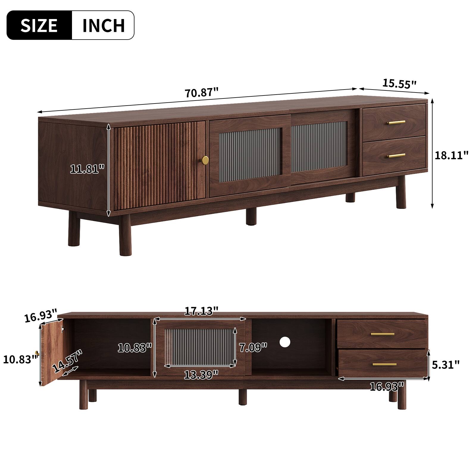 SIZE  
INCH  
70.87"  
15.55"  
11.81"  
18.11"  
16.93"  
10.83"  
14.57"  
10.83"  
17.13"  
13.39"  
7.09"  
16.93"  
5.31"