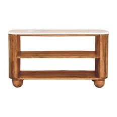 Front. Artisan Furniture - Artisan Furniture Solid Wood Beaumont Marble Shoe Bench, Brown - Brown.
