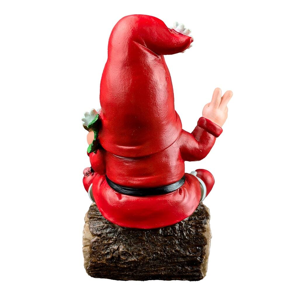 Alt View 1. OrnamentallyYou - Hippy Gnome with Guitar Garden Statue, Unique Flowers and Peace Sign - Red.