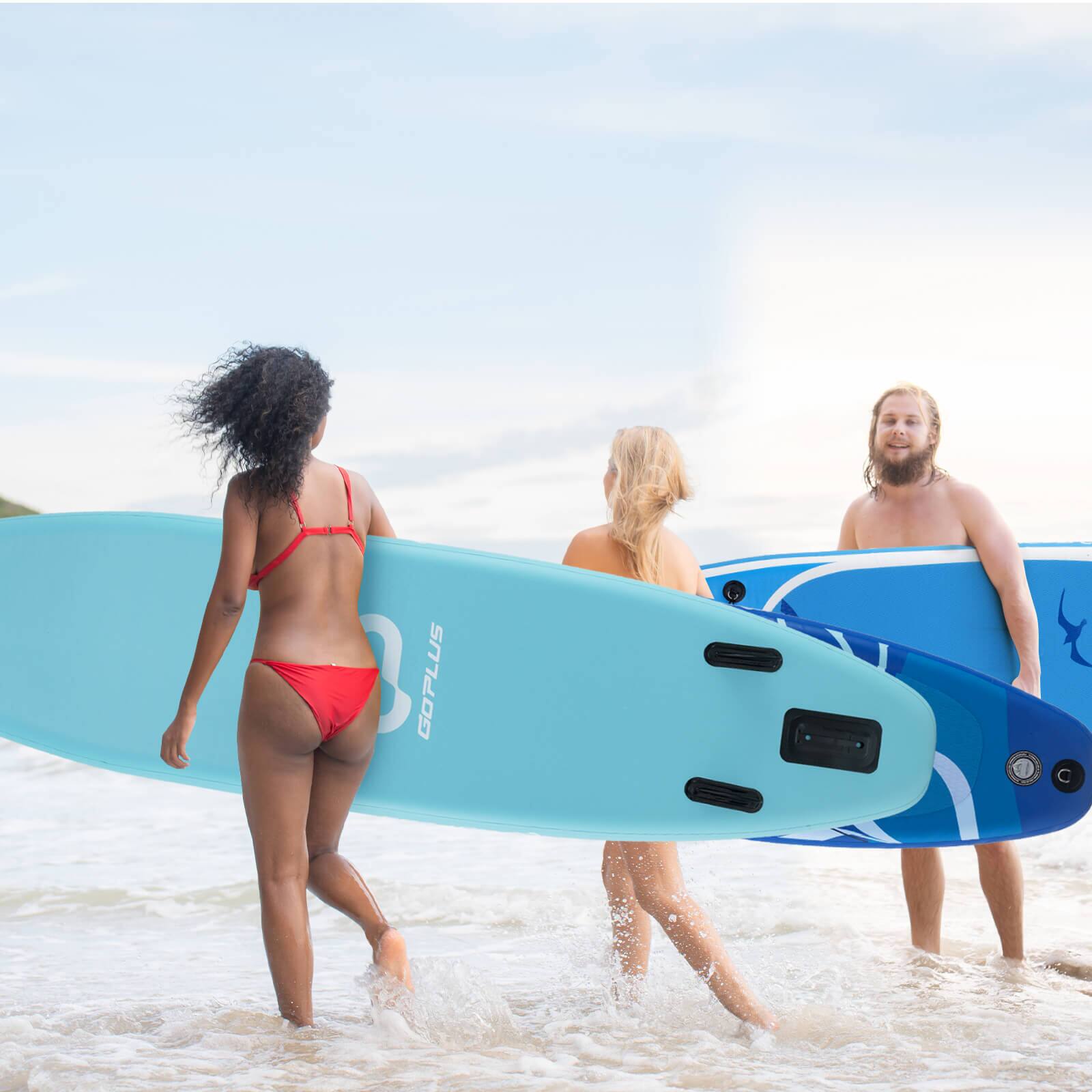 Alt View 4. Costway - Costway 10' Inflatable SUP Board, Portable Paddle Board with 5D rings Stand Up Paddle Board for Youth & Adult - Turquoise + White.