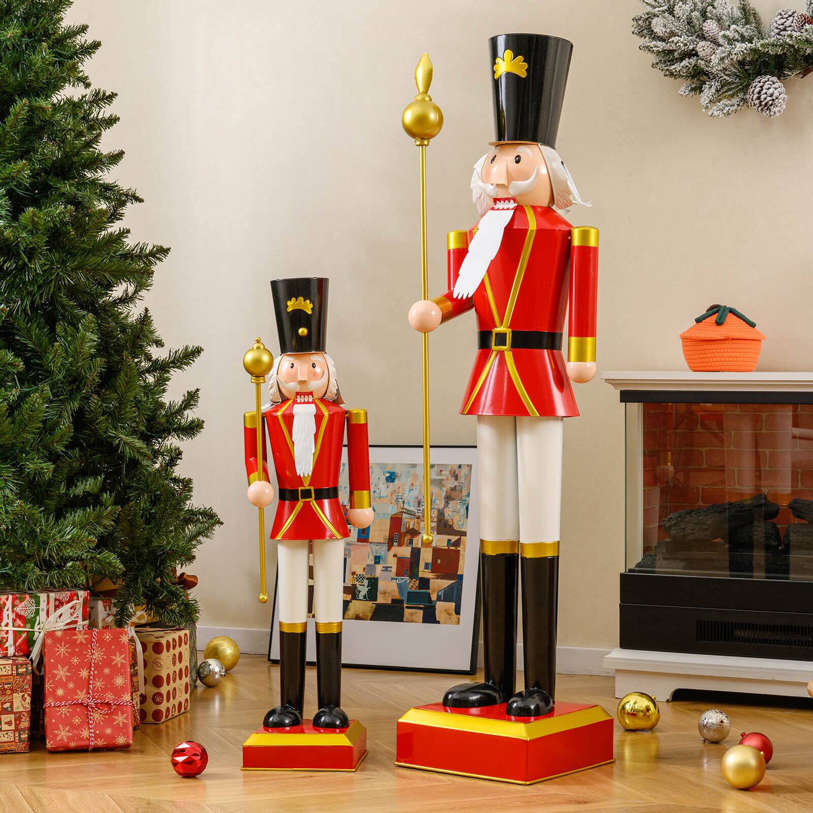 Alt View 5. Costway - Costway 4' Christmas Nutcracker with High Hat & Beautiful Scepter, Uniform & Boots for Yard - Black+Red.