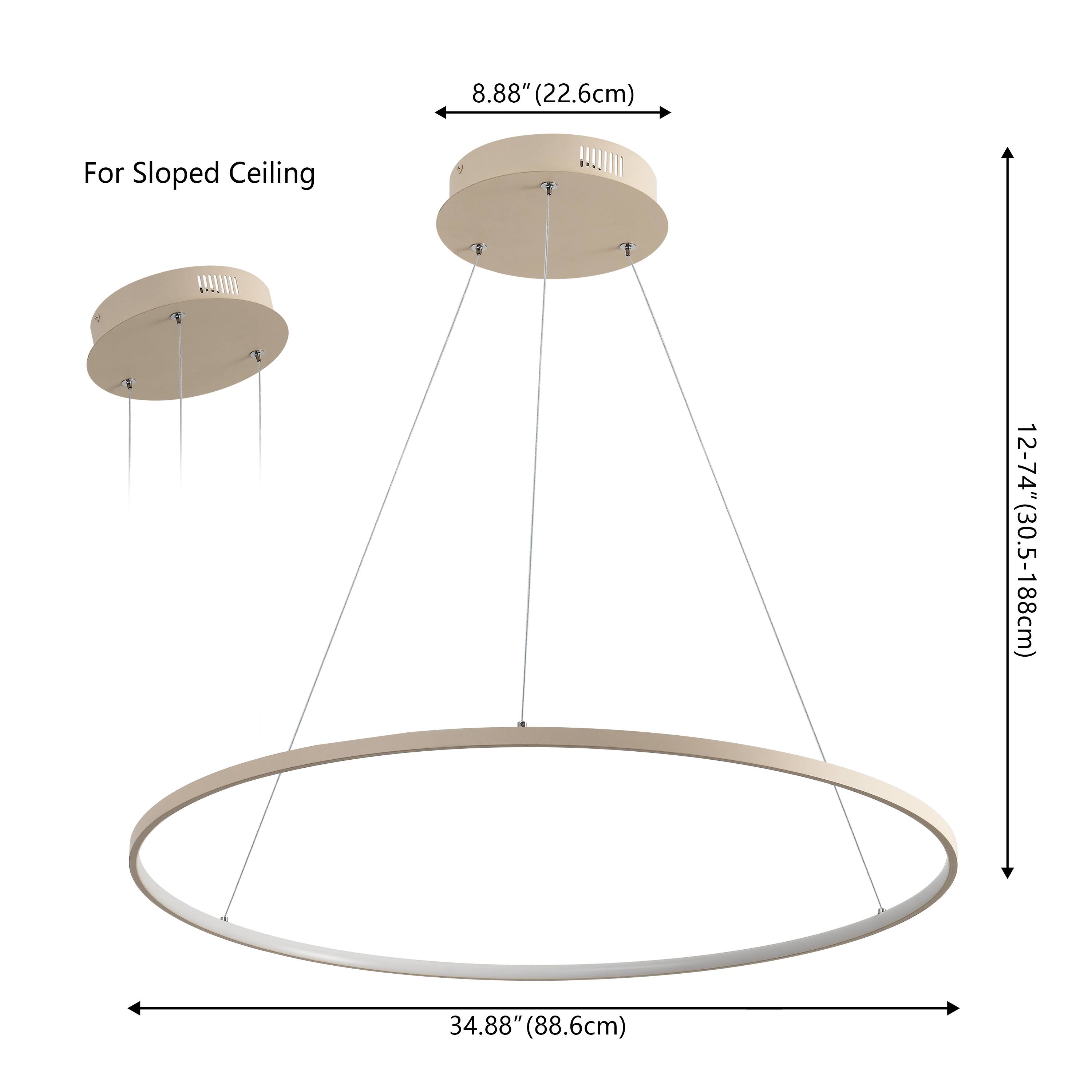 8.88" (22.6cm) For Sloped Ceiling  
12-74" (30.5-188cm)  
34.88" (88.6cm)