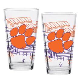 Indigo Falls - Clemson Tigers Two-Pack 16oz. Campus Line Art Pint Glass Set - Multicolor