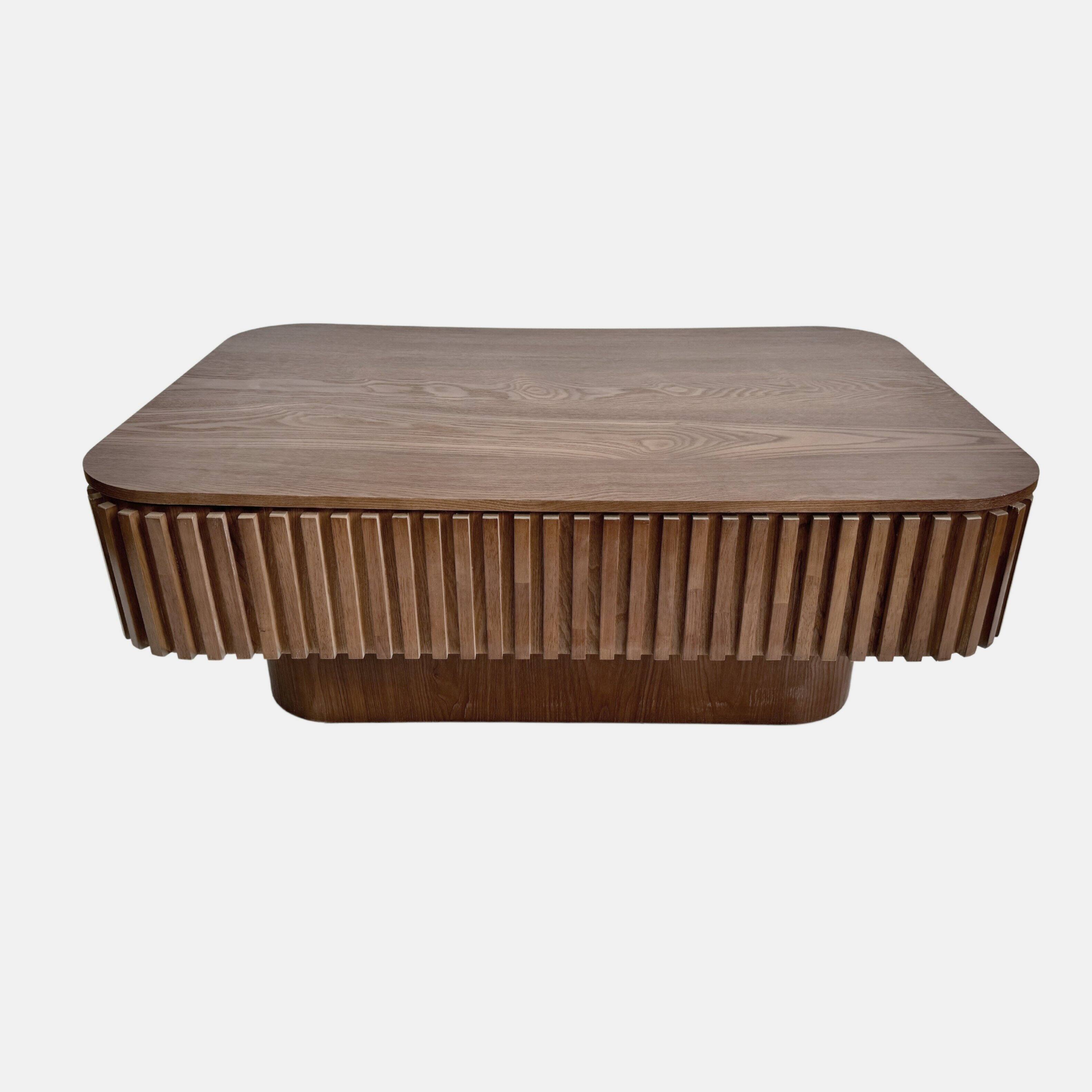 Alt View 10. Loheer - Loheer Walnut Lift Top Coffee Table Fluted Wood Storage Center Table Adjustable Height - Walnut.