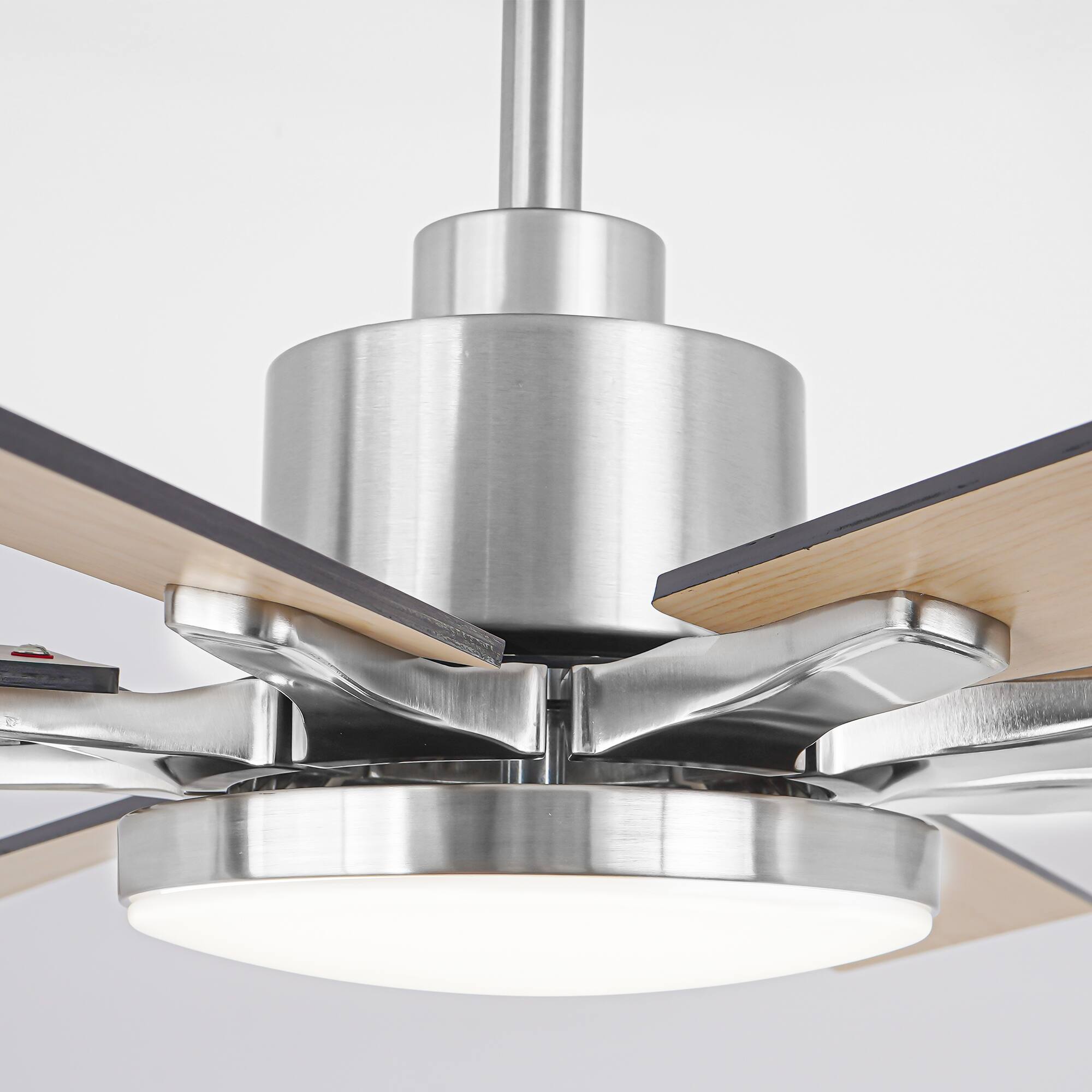 Alt View 9. Vaczon - 72" Brushed Nickel Large Smart Ceiling Fan with Light and APP Control, Reversible Blades - Nickel.