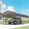 Front. Essen Blissed - 12'x20' Heavy Duty Metal Carport, Outdoor Garage Car Shelter Shade, Galvanized Metal Roof for Car and Boats, Grey.