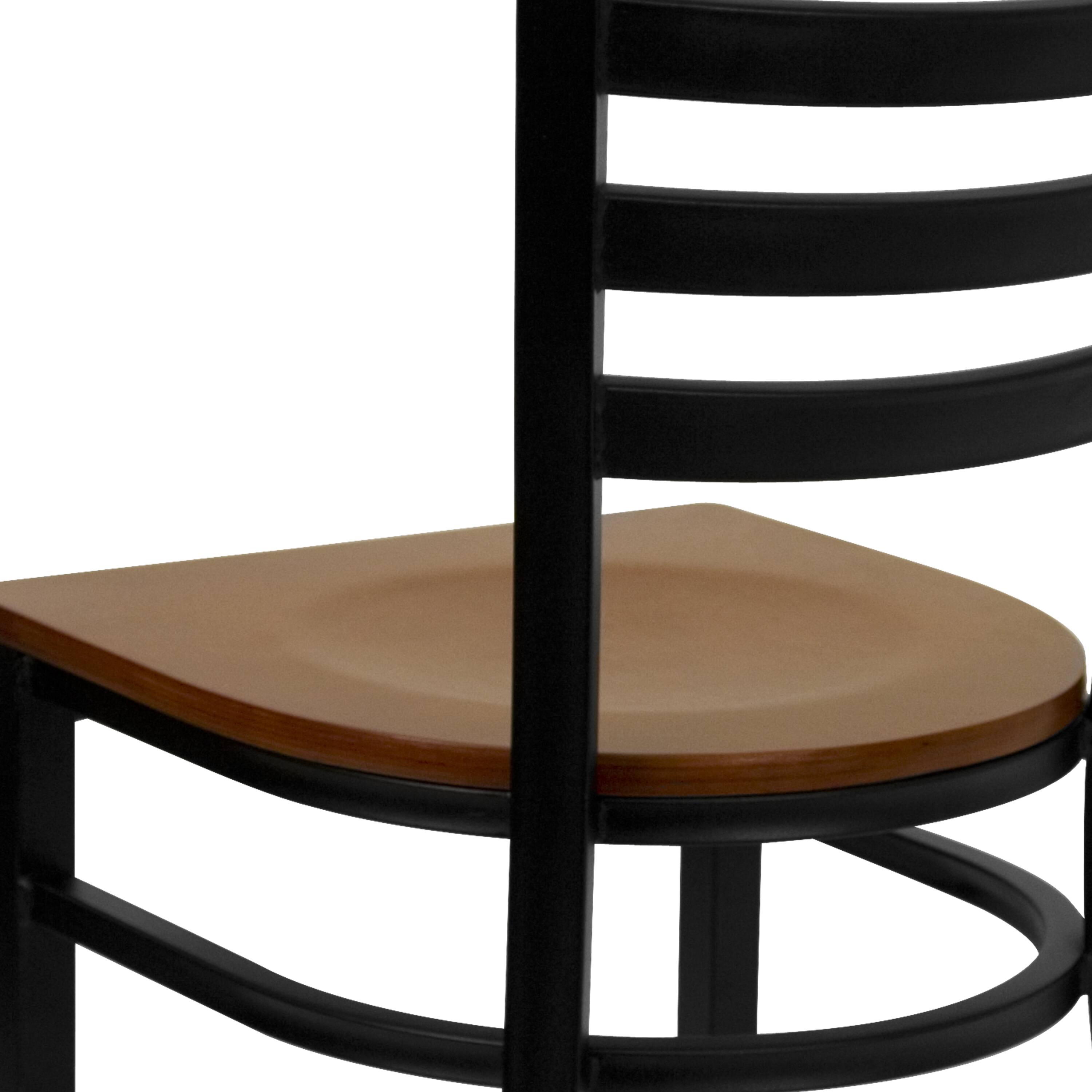 Alt View 9. Emma + Oliver - Ladder Back Metal Restaurant Dining Chair - Cherry Wood Seat/Black Metal Frame.